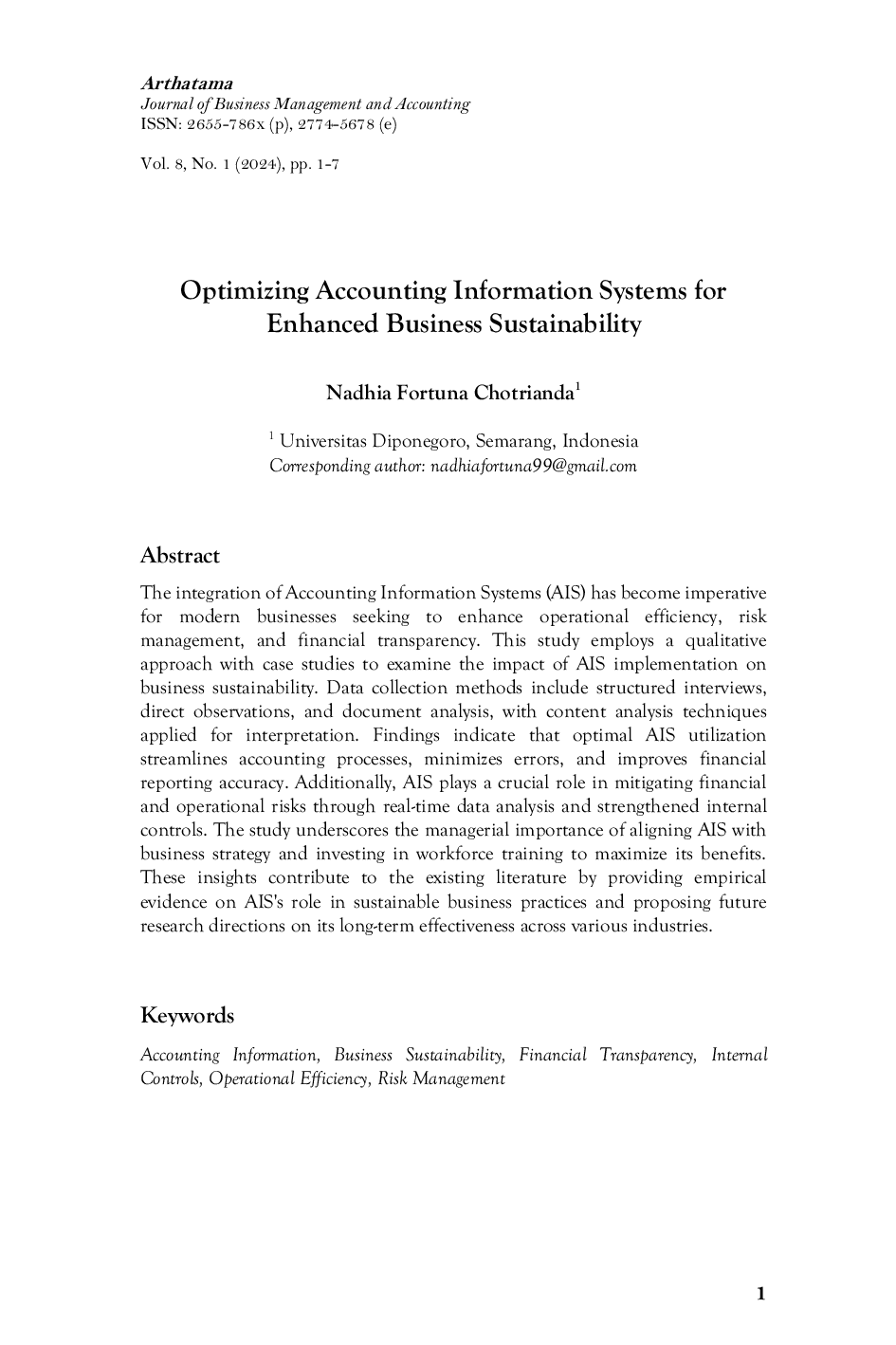 JURIS Optimizing Accounting Information Systems for Enhanced Business Sustainability