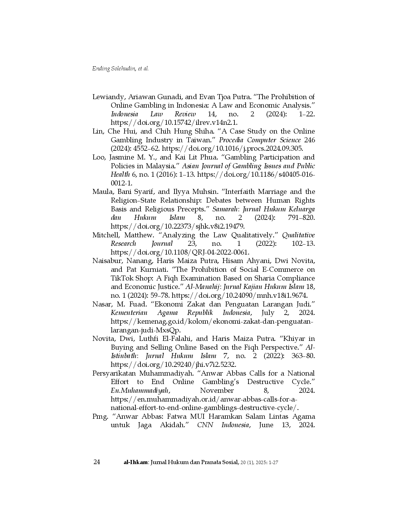 juris Learning from Malaysia s Progressive Islamic Law Framework on Online Gambling Insights for Indonesia