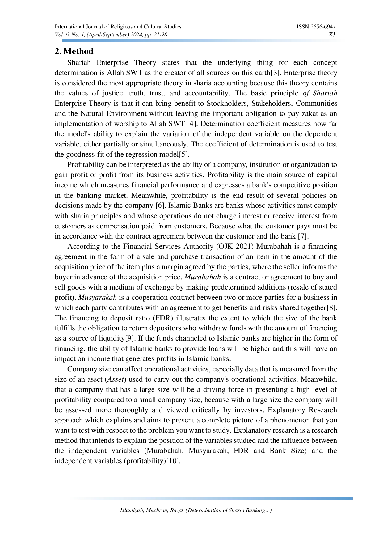 JURIS Determination of Sharia Banking Profitability in Indonesia