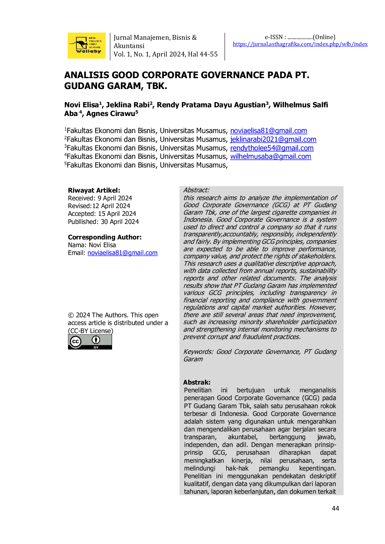 JURIS Analisis Good Corporate Governance pada PT Gudang Garam Tbk