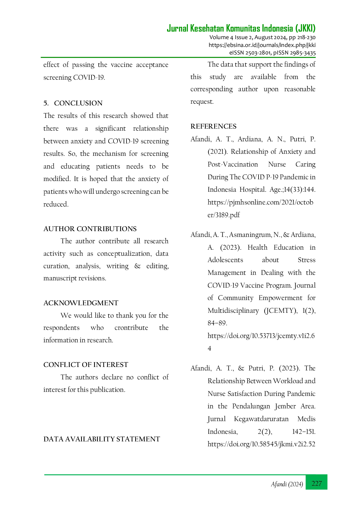 JURIS Level of Anxiety with COVID 19 Vaccine Screening Results in Jember Regency