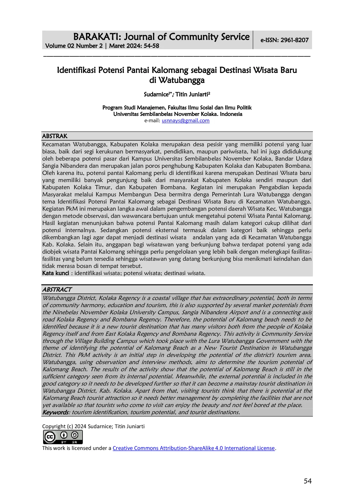 JURIS Identifikasi Potensi Pantai Kalomang sebagai Destinasi Wisata Baru di Watubangga