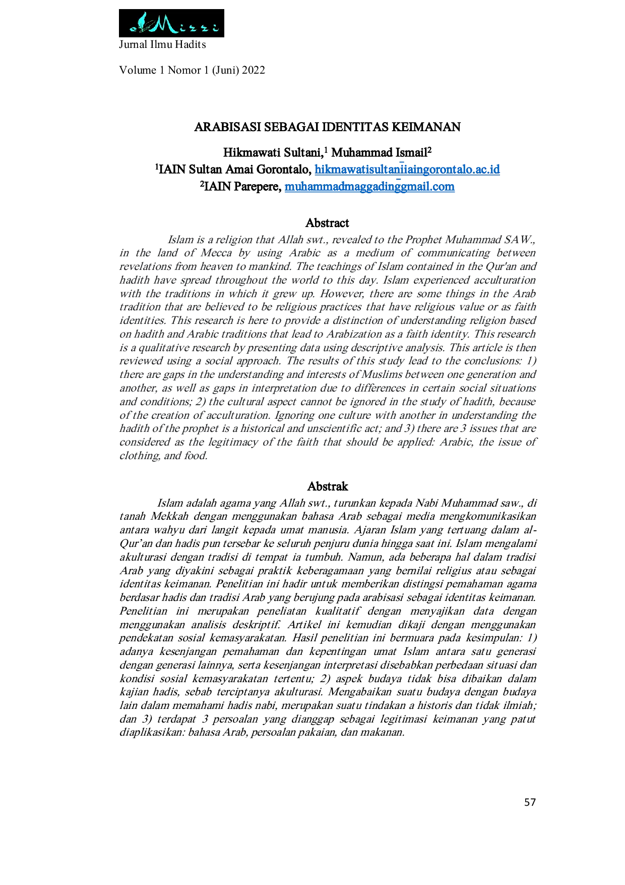 JURIS Arabisasi Sebagai Identitas Keimanan