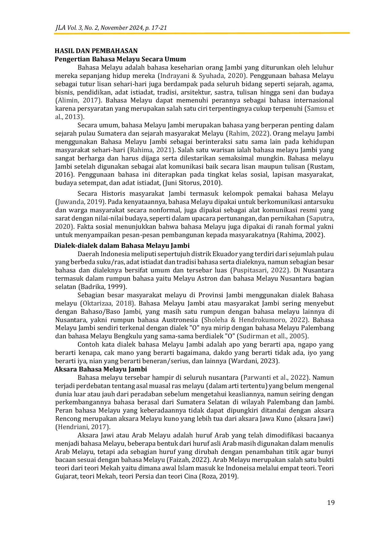 JURIS Bahasa Melayu Jambi Secara Umum Dialek Dialek Dalam Bahasa Melayu Jambi Dan Aksara Melayu Jambi