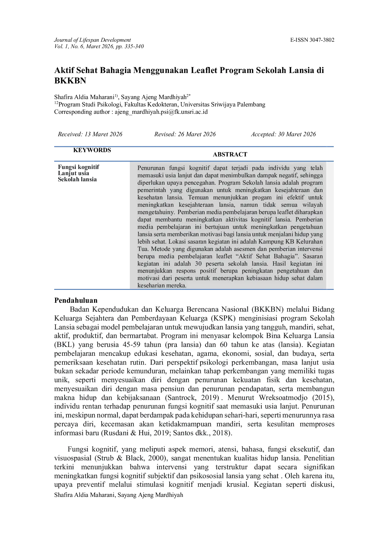 JURIS Aktif Sehat Bahagia Leaflet for The Elderly School Program at BKKBN