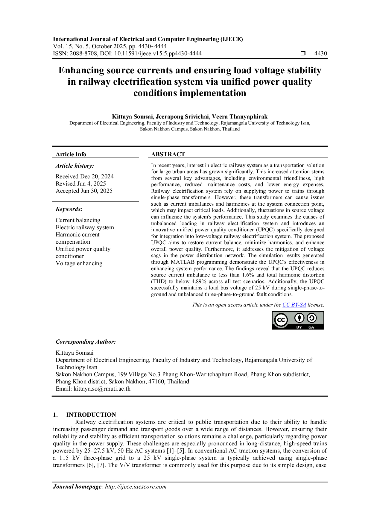 JURIS Enhancing source currents and ensuring load voltage stability in railway electrification system via unified power quality conditions implementation