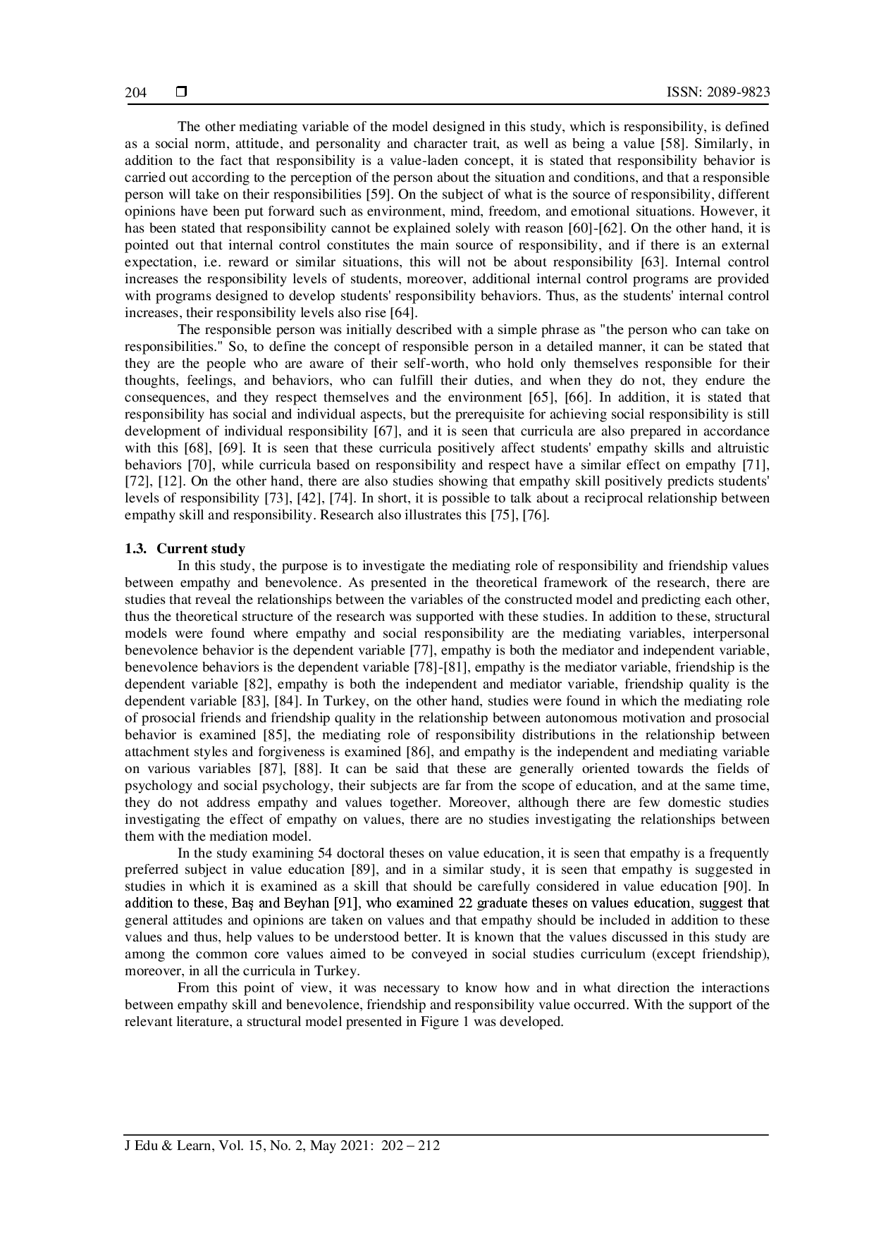 juris The mediating role of responsibility and friendship between empathy skill and benevolence