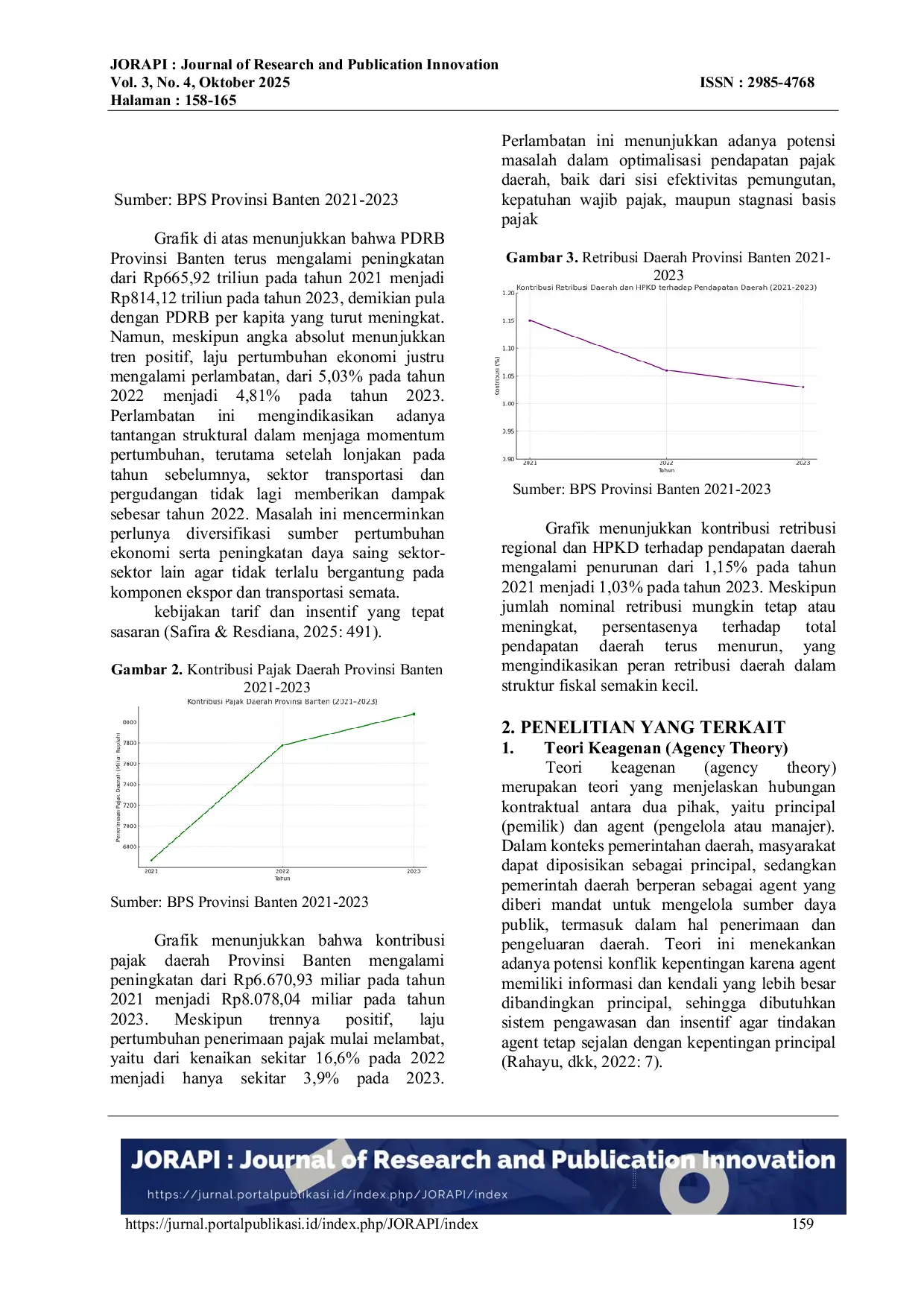 JURIS Pengaruh Kontribusi Pajak Daerah dan Retribusi Daerah Terhadap Pertumbuhan Ekonomi di Provinsi Banten pada Tahun 2019 2023