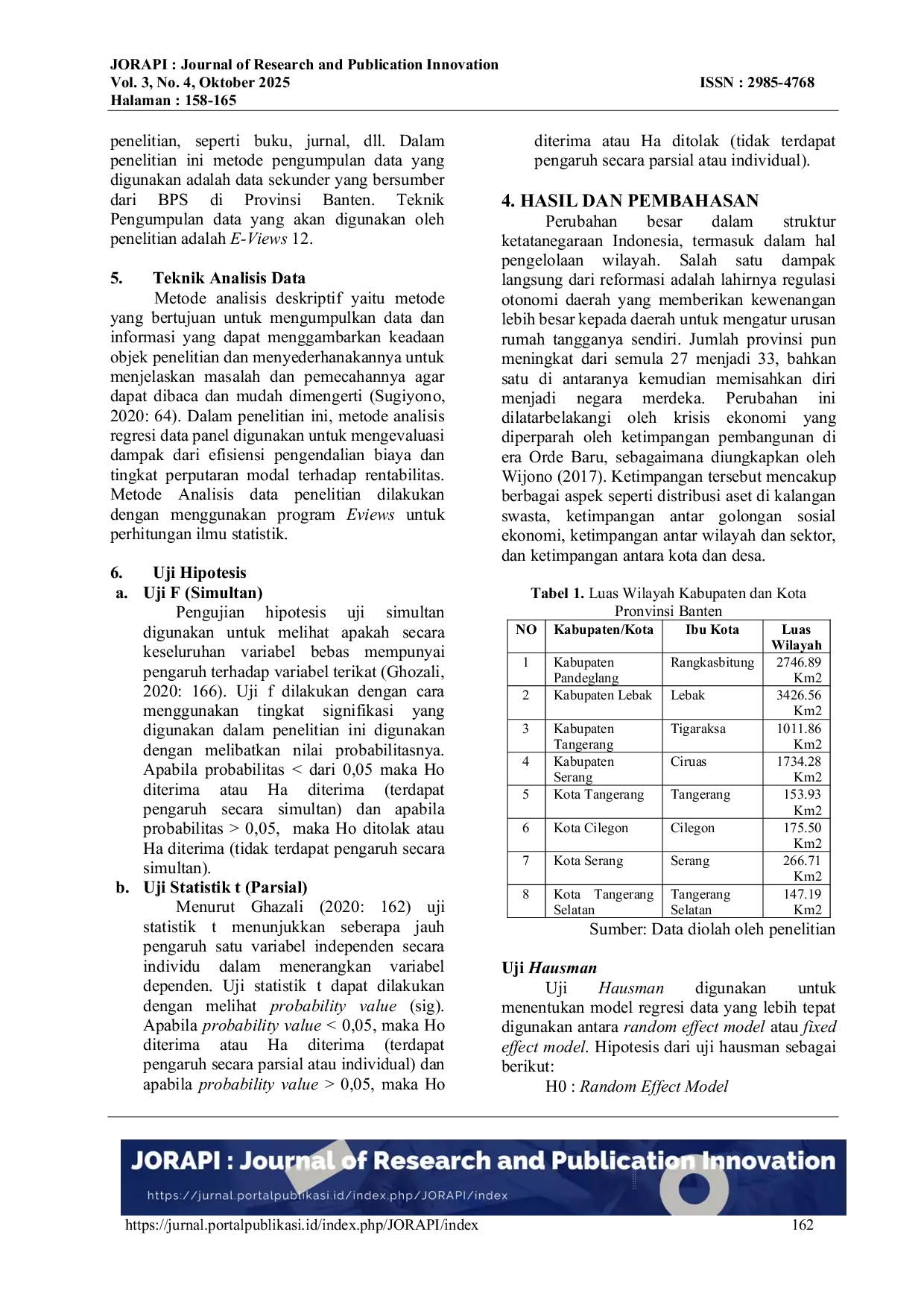 JURIS Pengaruh Kontribusi Pajak Daerah dan Retribusi Daerah Terhadap Pertumbuhan Ekonomi di Provinsi Banten pada Tahun 2019 2023