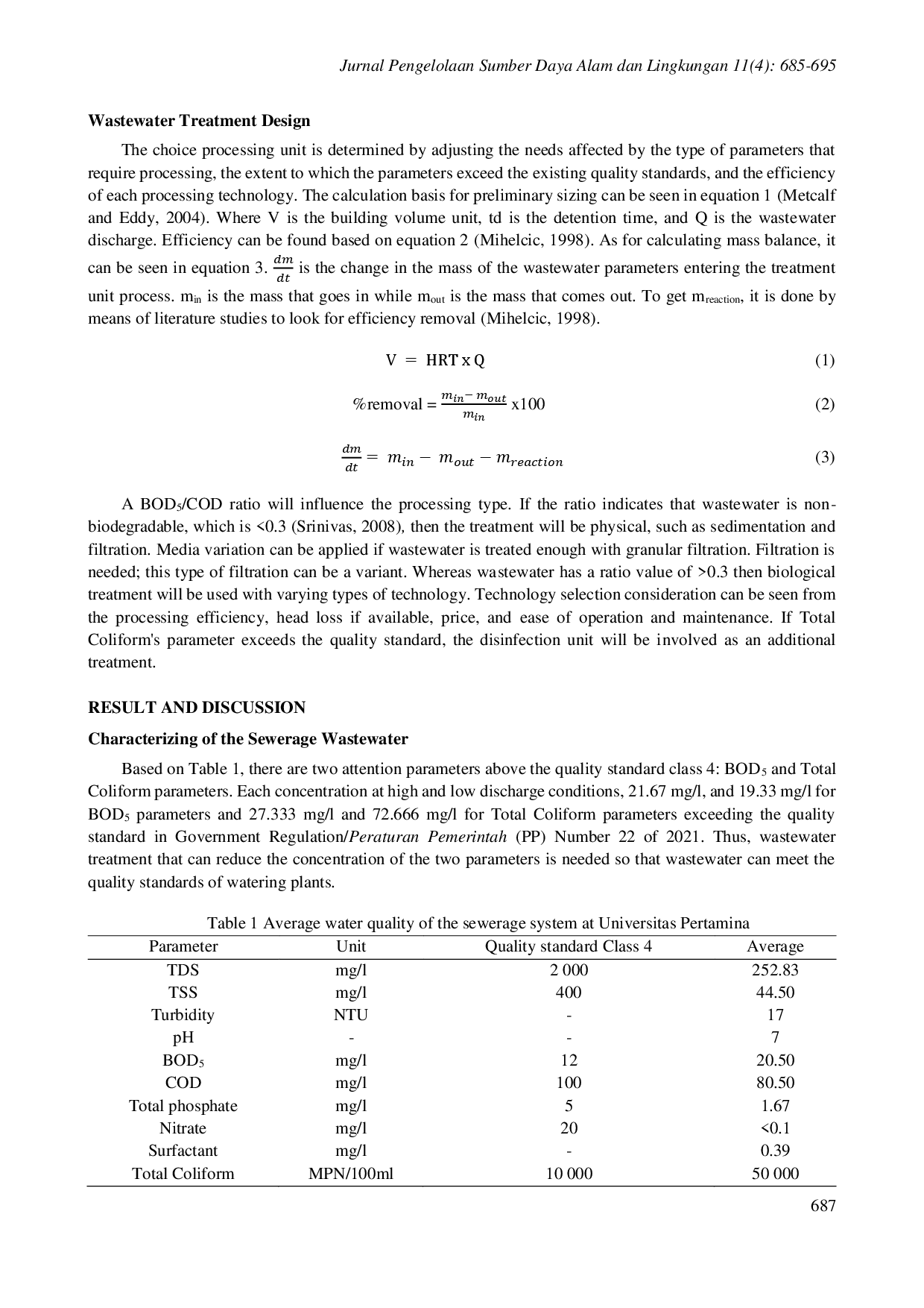 juris Desain reklamasi air limbah dari sewerage system untuk kegiatan berkebun di Universitas Pertamina