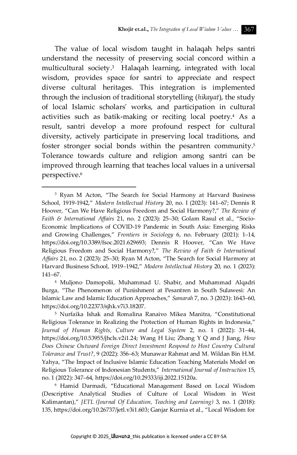 JURIS The Integration of Local Wisdom Values and the Improvement of Santri s Tolerance A Study on the Pesantren in East Kalimantan