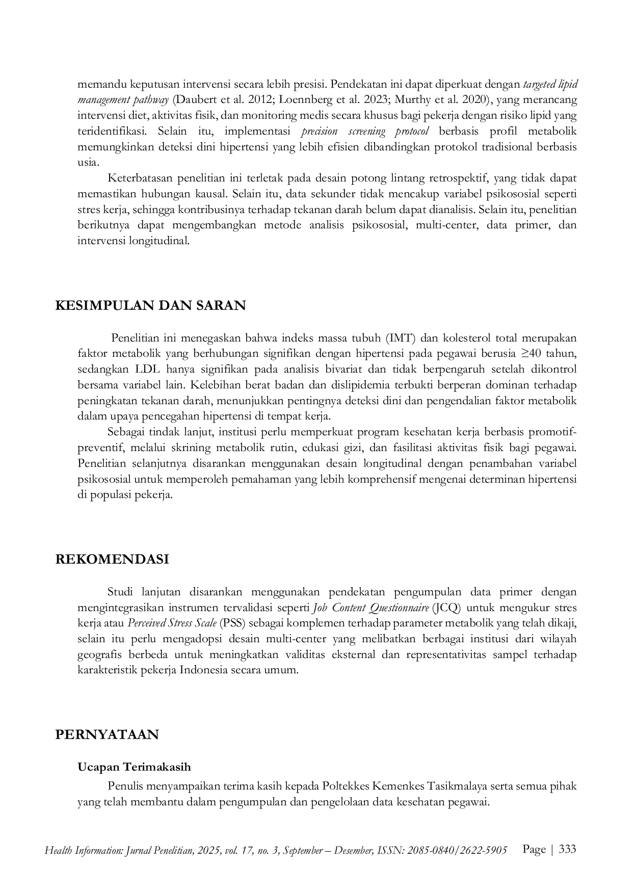 JURIS Analysis of Metabolic Factors on Hidden Hypertension in the Workplace among Employees Aged 40 Years A Retrospective Study