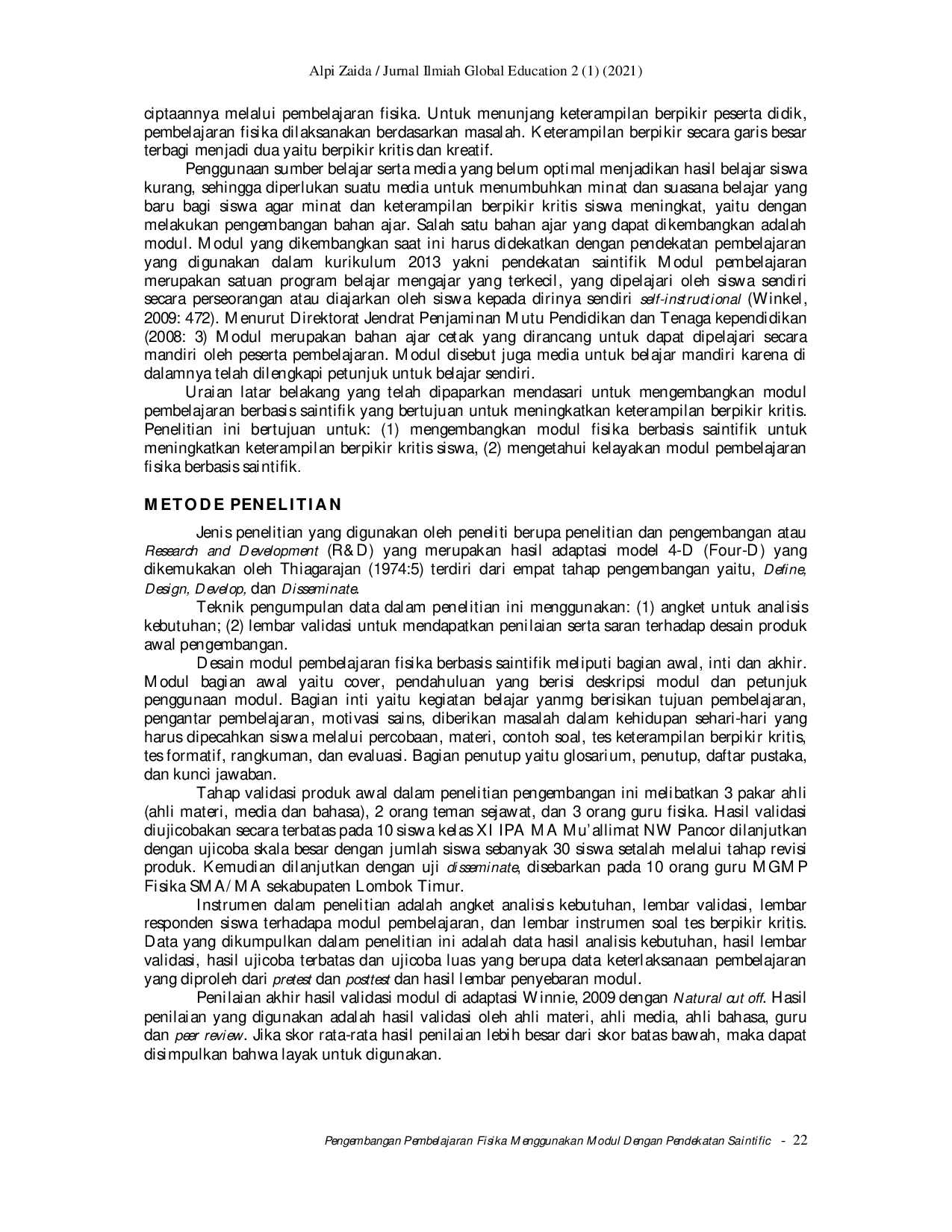 juris Pengembangan Pembelajaran Fisika Menggunakan Modul Dengan Pendekatan Saintifik