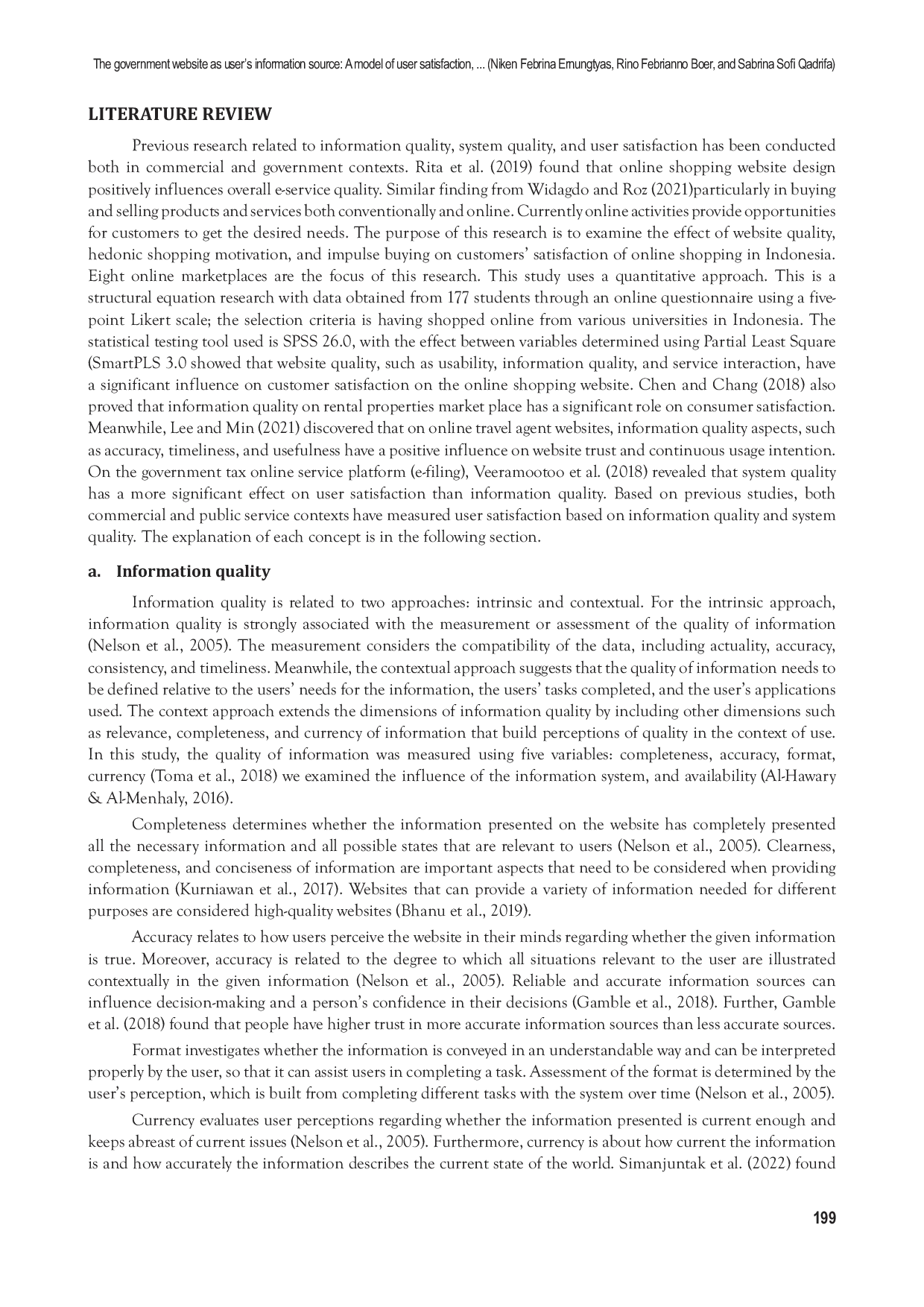 JURIS The government website as user s information source A model of user satisfaction information and system quality