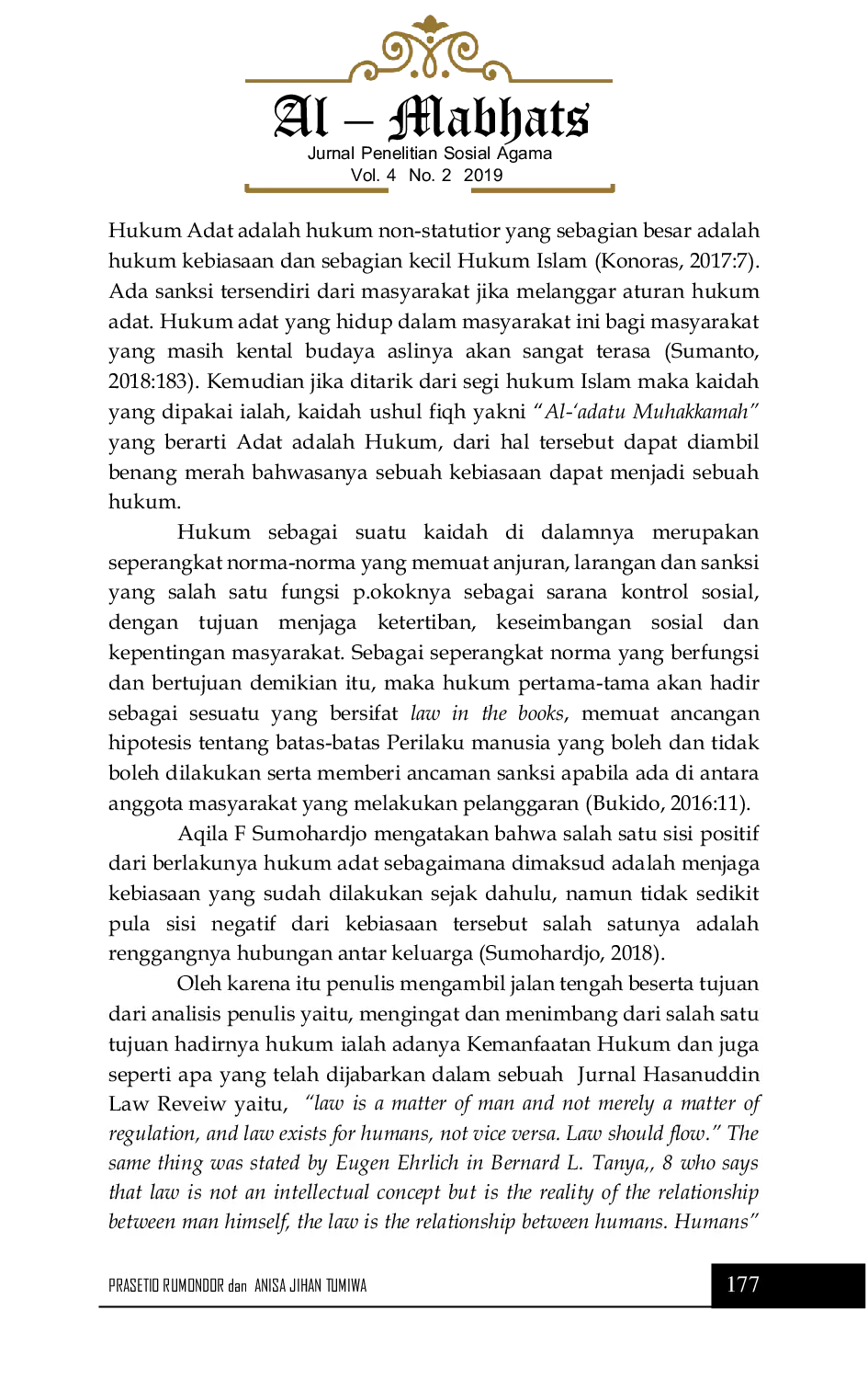JURIS Kebiasaan yang Menjadi Hukum Adat Lintas Keluarga Studi Kasus Kunjungan Setiap Hari Raya Besar antar Umat Beragama di Sulawesi Utara