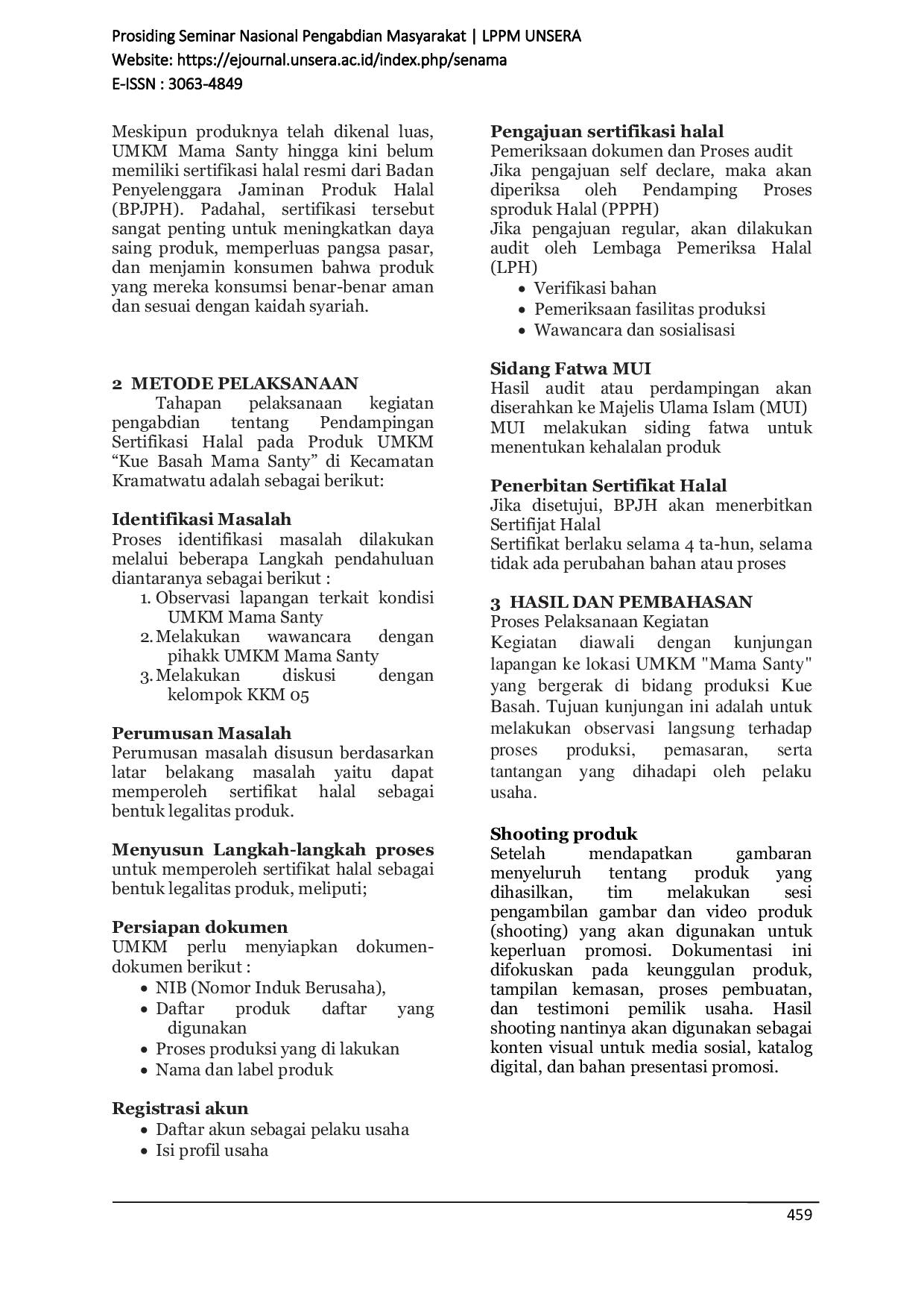 JURIS Pendampingan Sertifikat Halal Produk Umkm Kue Basah Mama Santy Di Desa Kramatwatu Serang