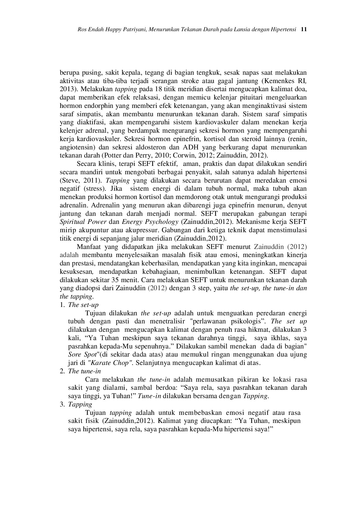 JURIS Menurunkan Tekanan Darah pada Lansia dengan Hipertensi melalui SEFT