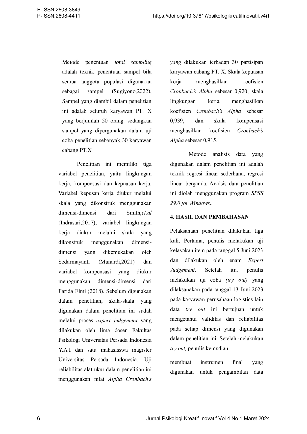 JURIS Pengaruh Lingkungan Kerja Dan Kompensasi Terhadap Kepuasan Kerja Pada Karyawan PT X