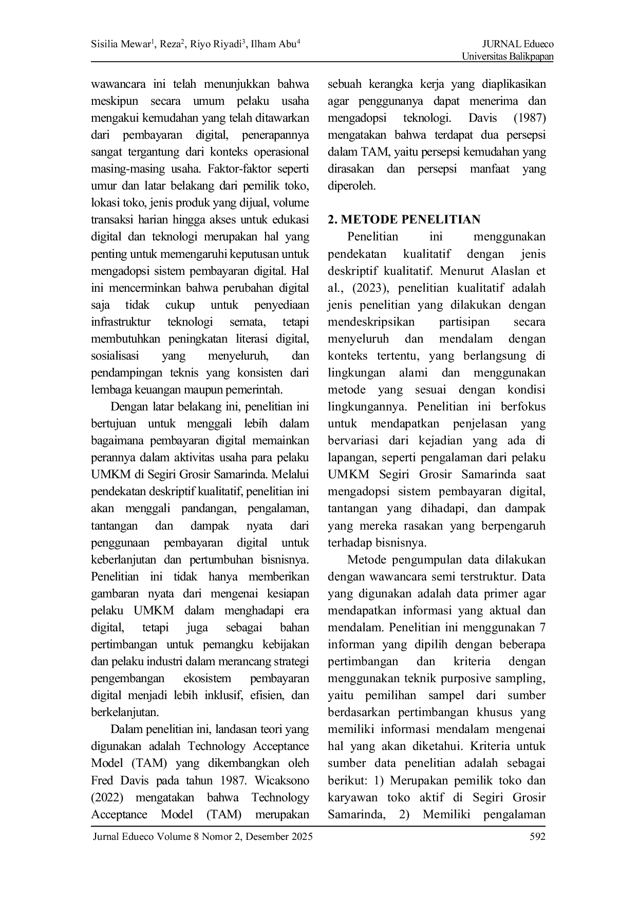 JURIS Kajian Peran Pembayaran Digital pada Segiri Grosir Samarinda