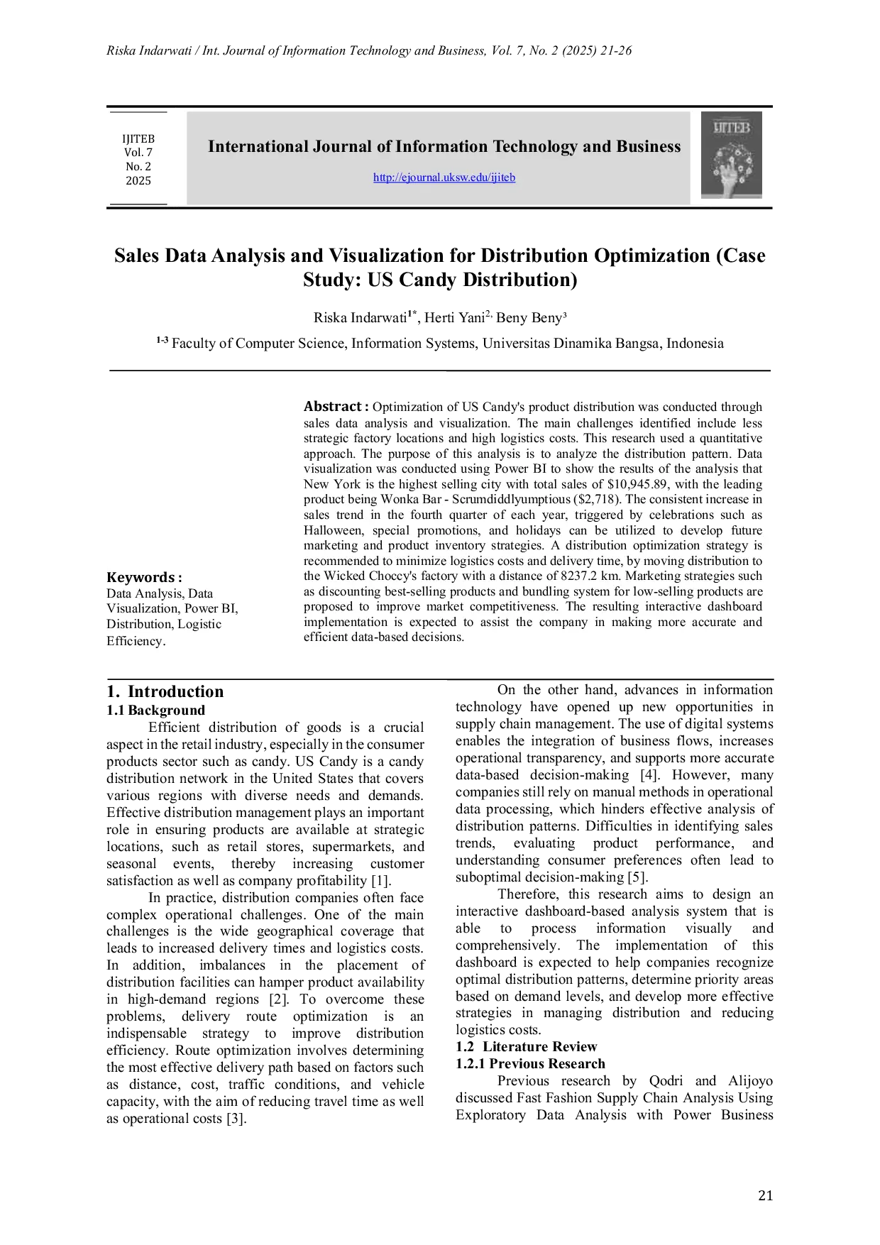 JURIS Sales Data Analysis and Visualization for Distribution Optimization Case Study US Candy Distribution
