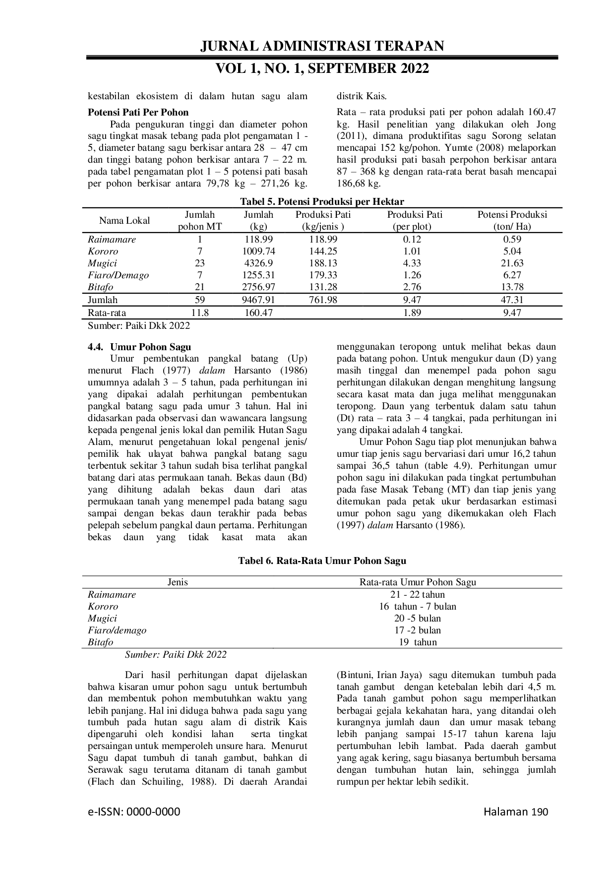 JURIS POTENSI JENIS JENIS SAGU di DISTRIK KAIS KABUPATEN SORONG SELATAN