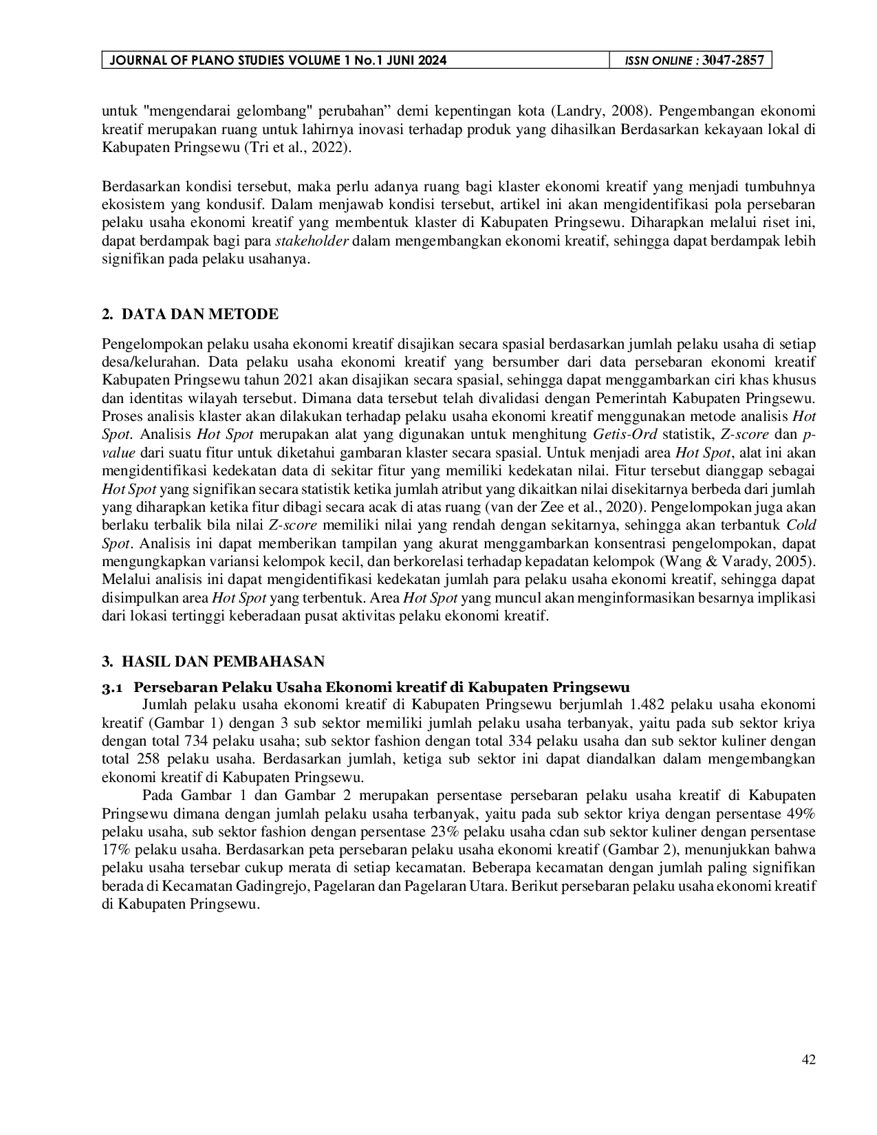 JURIS IDENTIFIKASI PERSEBARAN SPASIAL UMKM EKONOMI KREATIF DI KABUPATEN PRINGSEWU