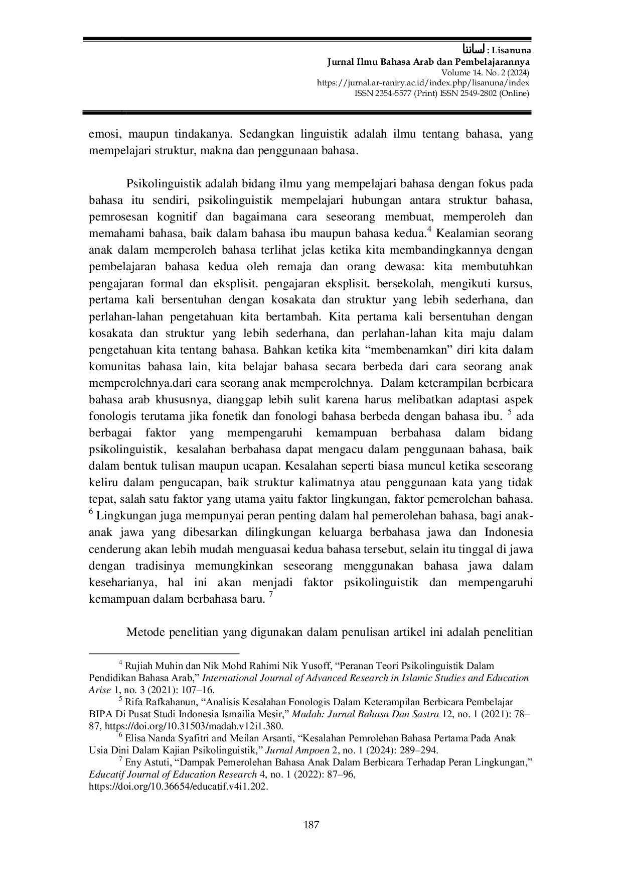 JURIS Hambatan Psikolinguistik dalam Pembelajaran Bahasa Arab