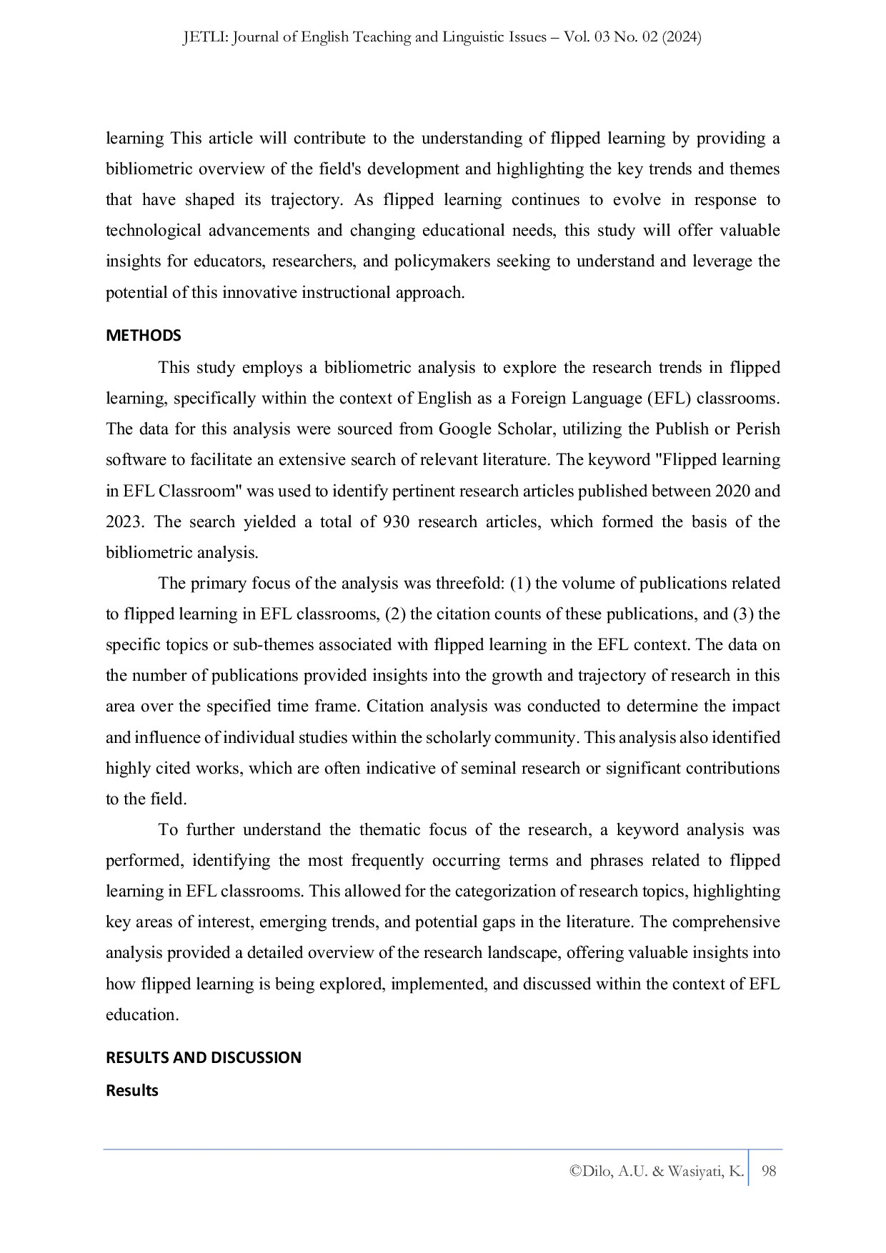 JURIS Unpacking the Research Trends in Flipped Learning through a Bibliometric Lens