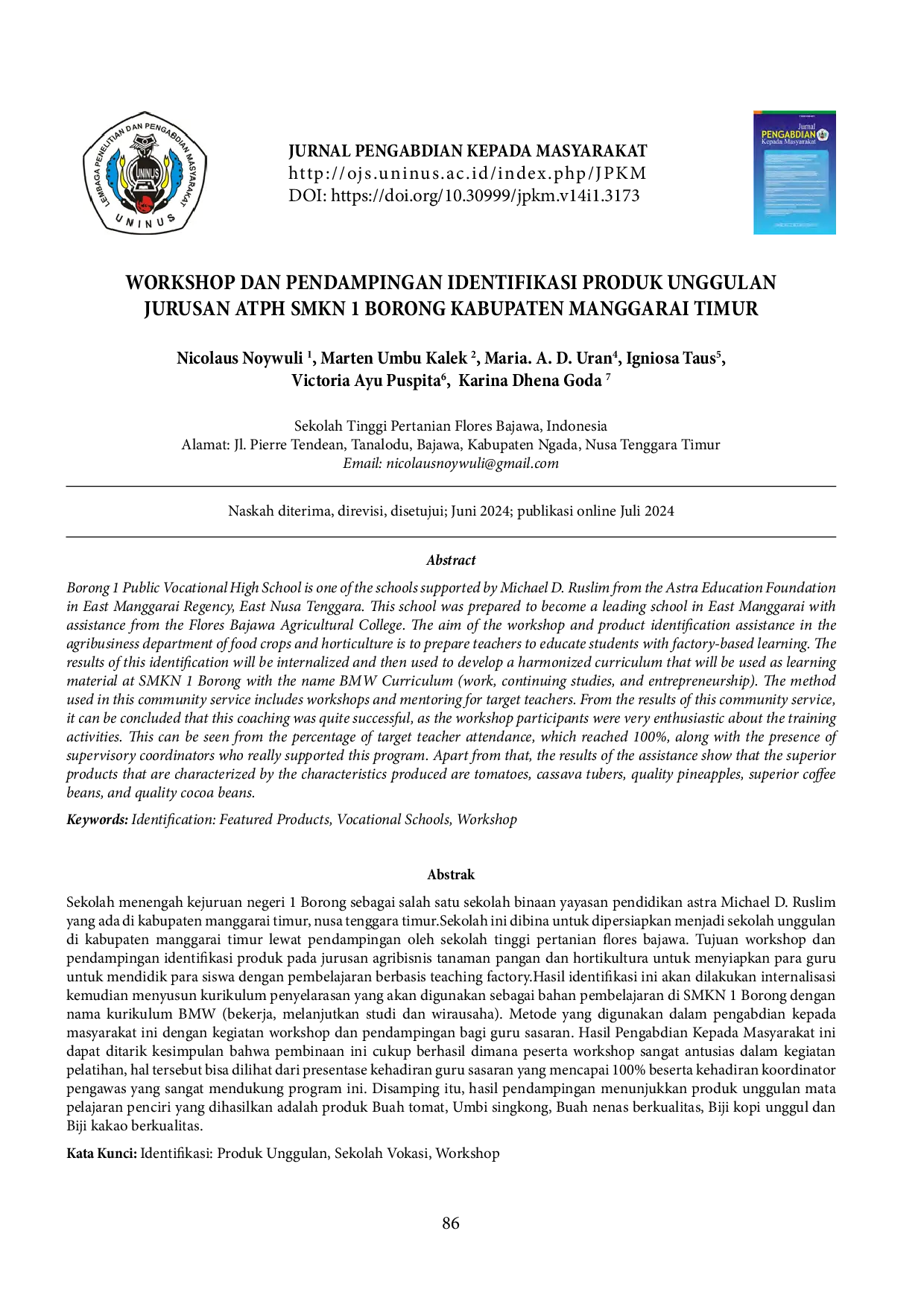 JURIS Workshop dan Pendampingan Identifikasi Produk Unggulan Jurusan ATPH SMKN 1 Borong Kabupaten Manggarai Timur