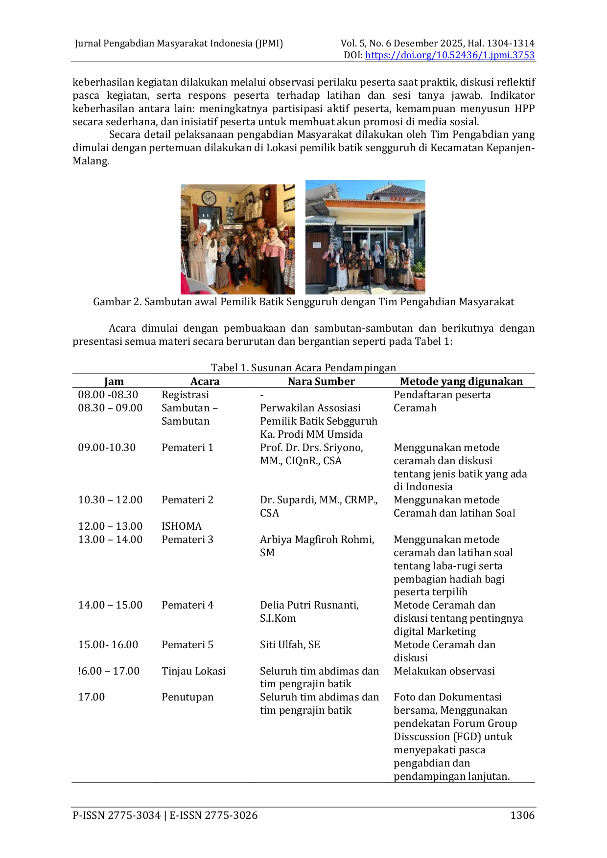 JURIS Pendampingan Pengrajin Batik Desa Sengguruh Kepanjen Kabupaten Malang Jawa Timur Menuju Pasar Internasional Melalui Penguatan Manajemen Usaha