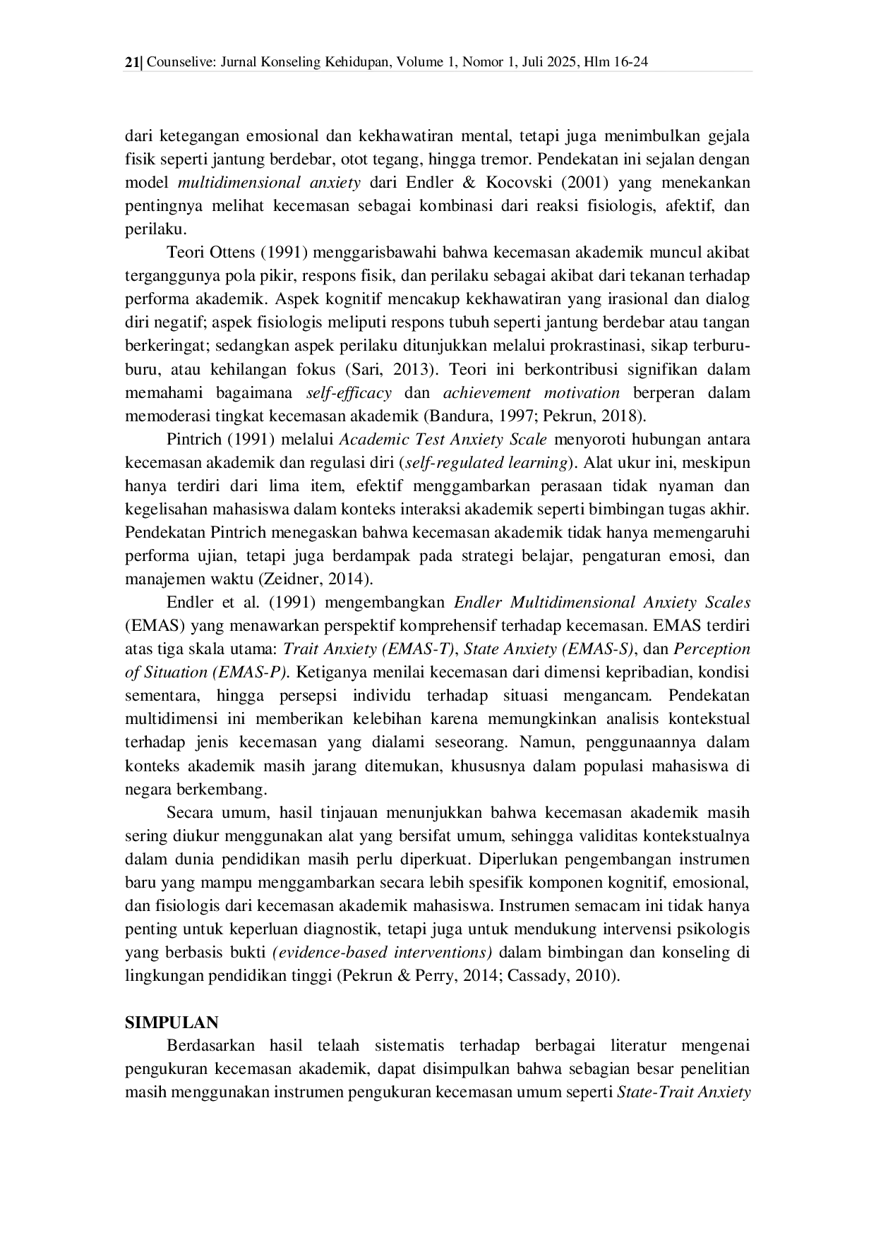 juris Instrumen Kecemasan Akademik A Systematic Literature Review