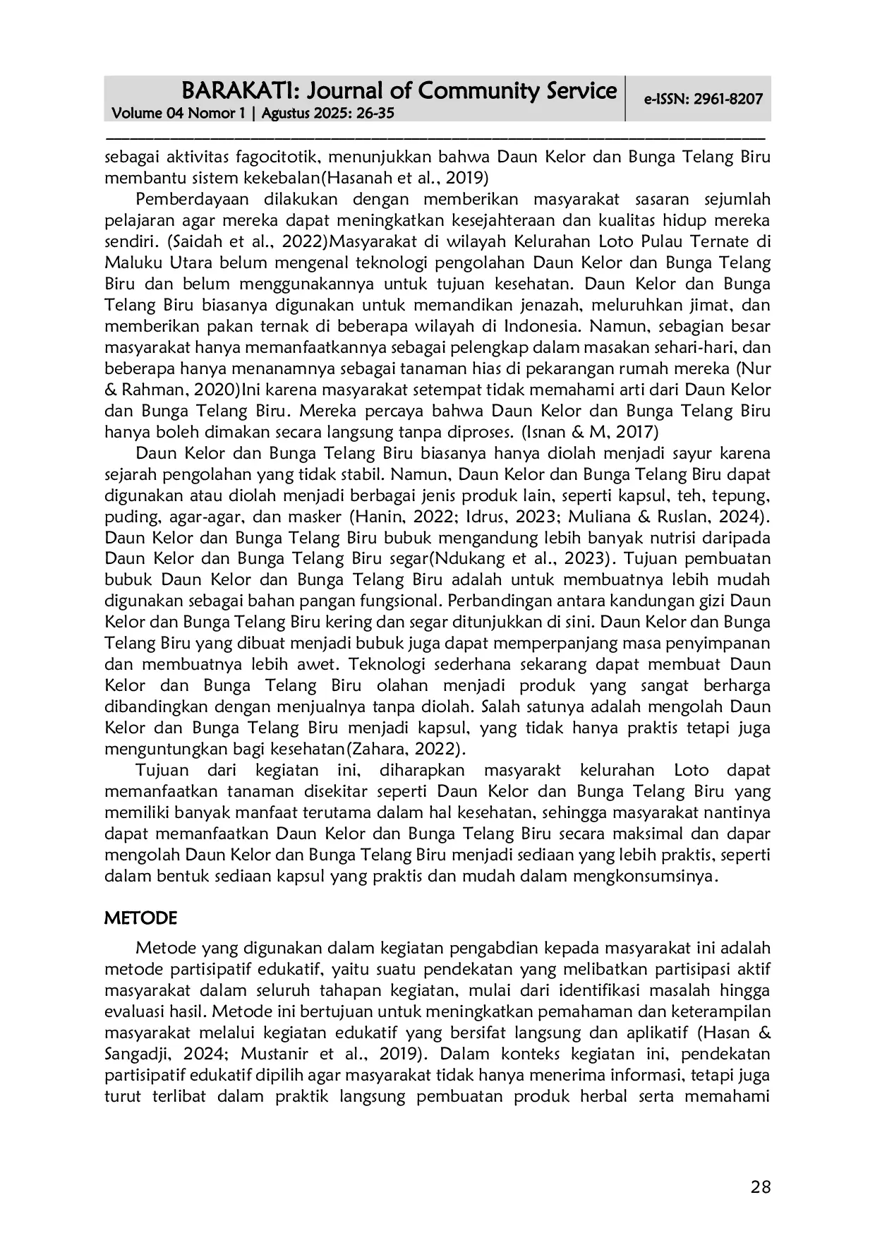 JURIS Pemberdayaan Masyarakat Kelurahan Loto Dengan Pembuatan Kapsul Keloro Kombinasi Daun Kelor dan Bunga Telang Biru