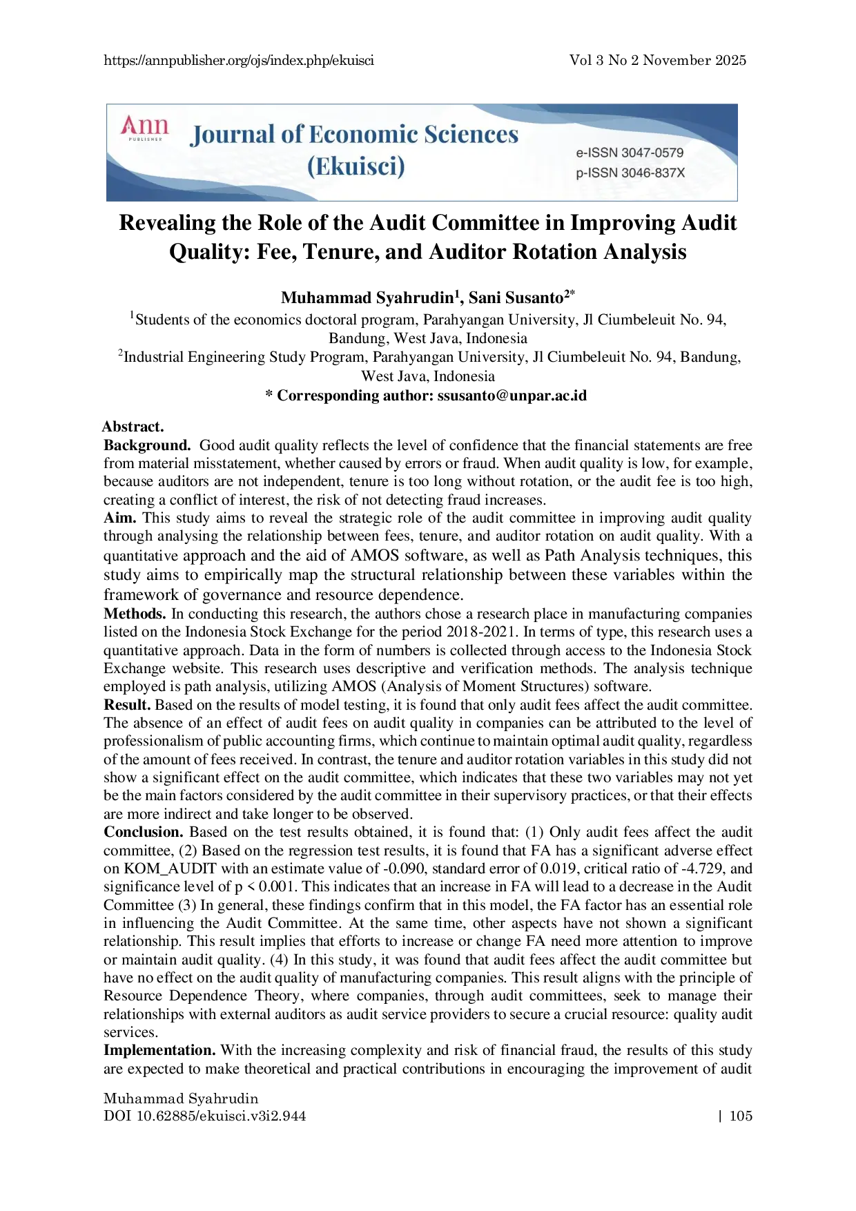 JURIS Revealing the Role of the Audit Committee in Improving Audit Quality Fee Tenure and Auditor Rotation Analysis