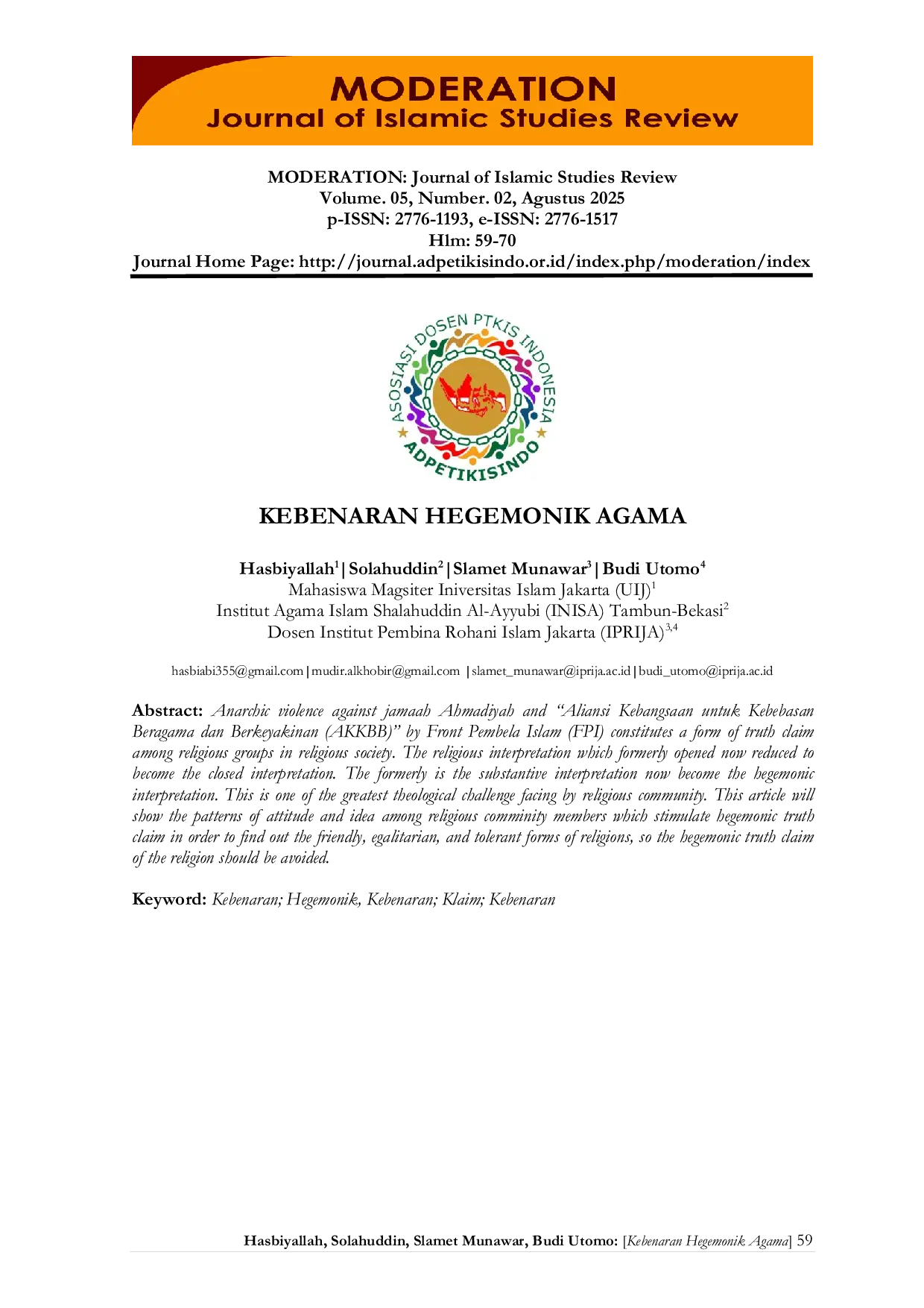 JURIS Kebenaran Hegemonik Agama