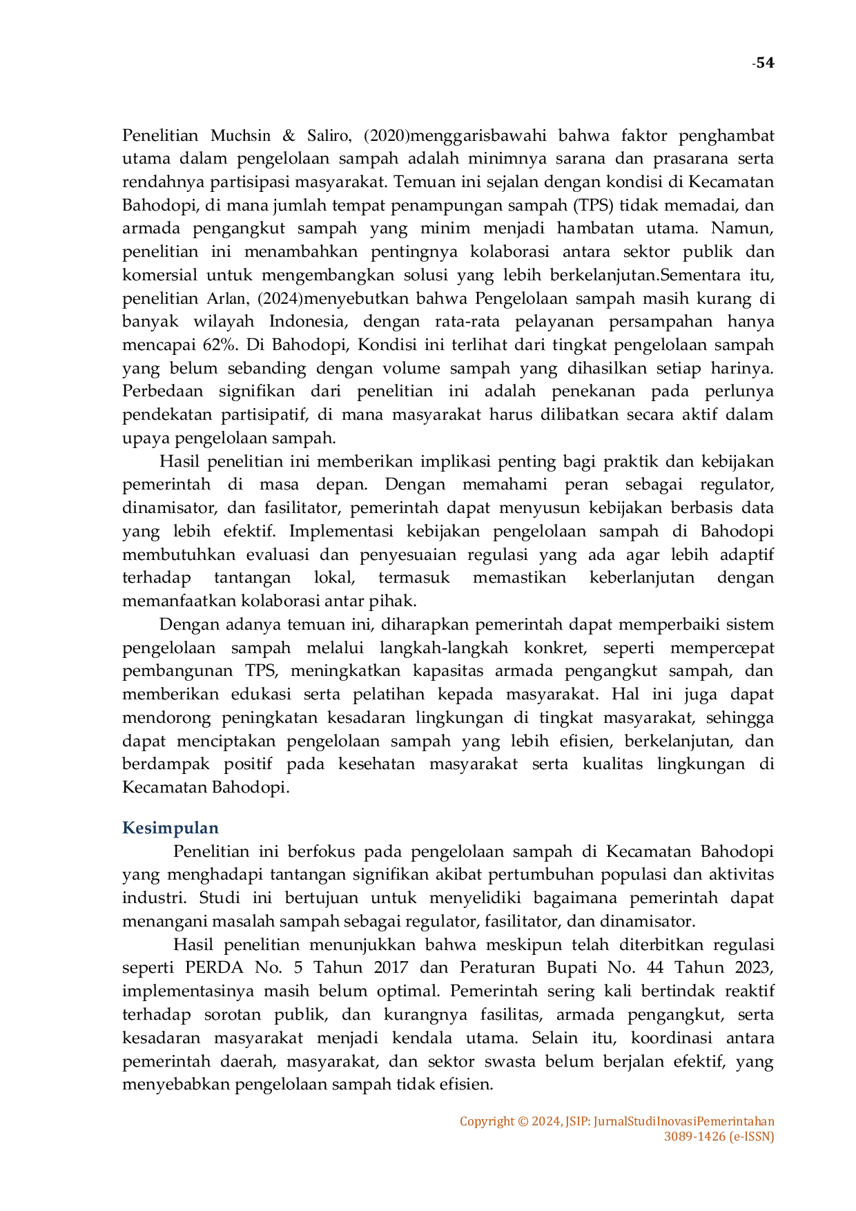 JURIS Peran Pemerintah dalam Pengelolaan Sampah di Kecamatan Bahodopi