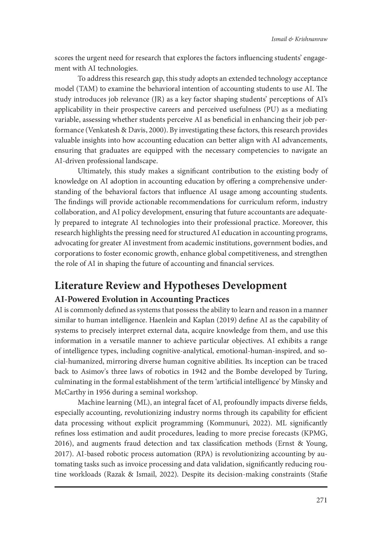 juris Behavioral Intention to Use Artificial Intelligence AI Among Accounting Students Evaluating the Effect of Job Relevance