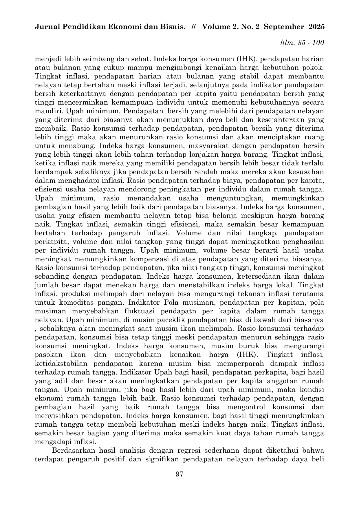 JURIS Pengaruh Pendapatan Nelayan Terhadap Daya Beli Masyarakat Pesisir di Desa Kayubulan Kecamatan Batudaa Pantai