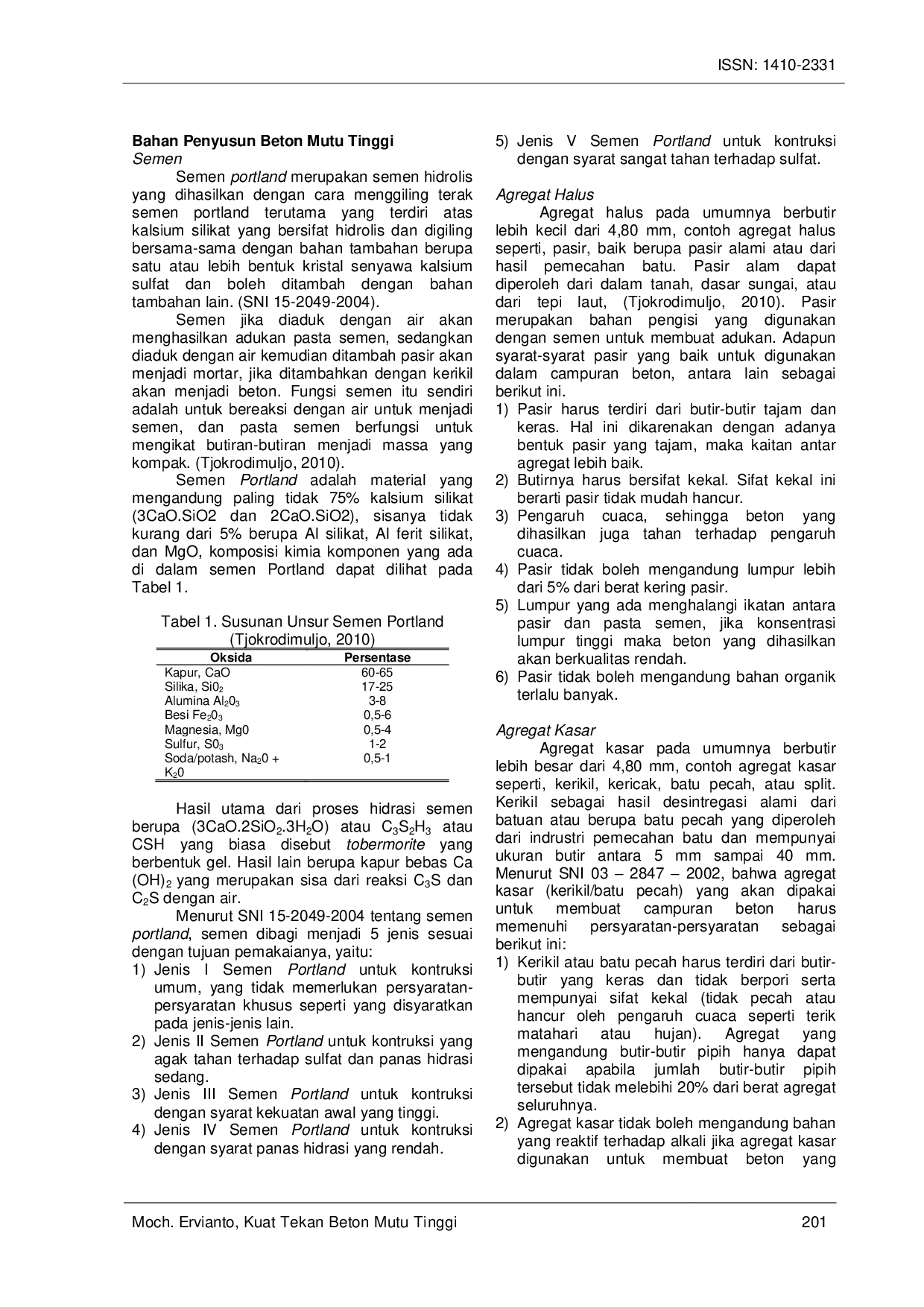JURIS Kuat Tekan Beton Mutu Tinggi Menggunakan Bahan Tambah Abut Terbang Fly Ash Dan Zat Adiktif Bestmittel