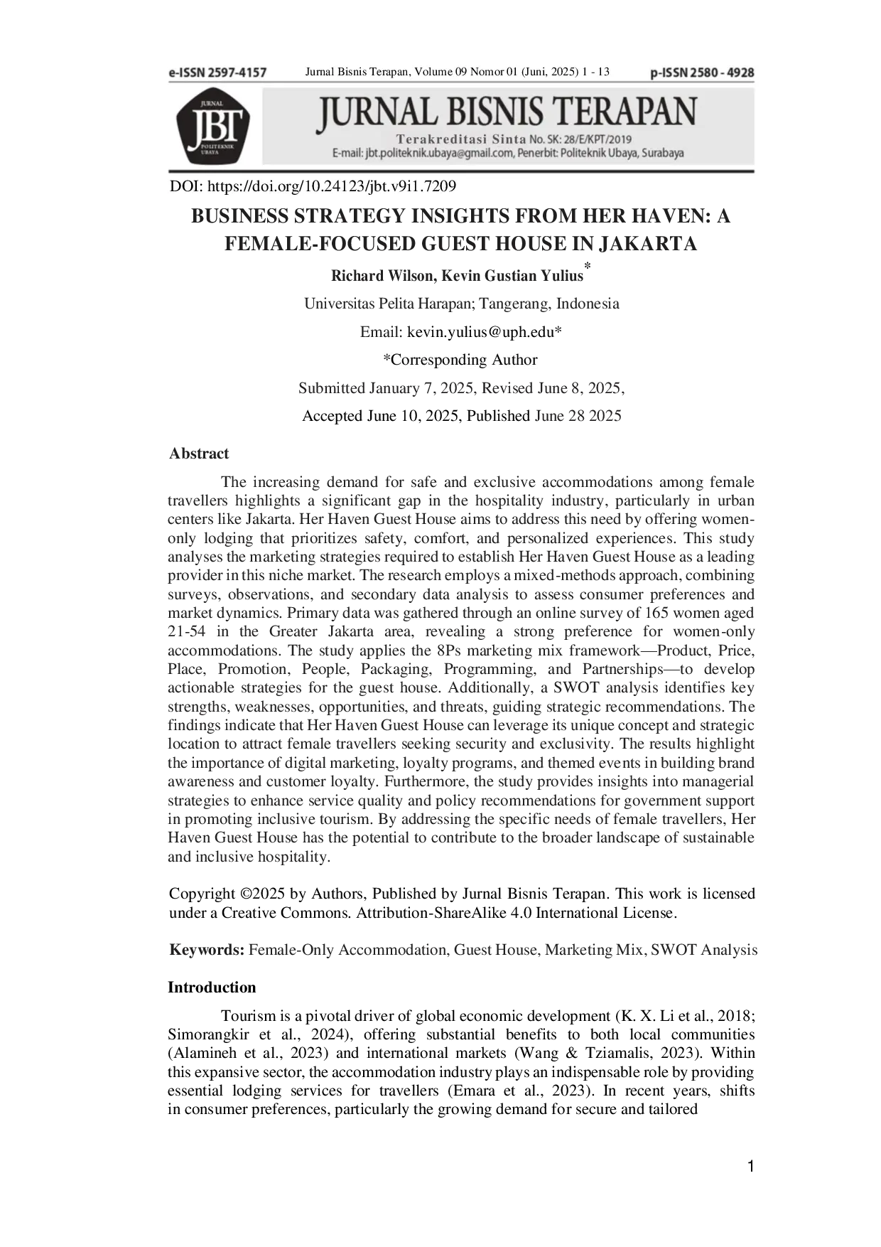 JURIS BUSINESS STRATEGY INSIGHTS FROM HER HAVEN A FEMALE FOCUSED GUEST HOUSE IN JAKARTA