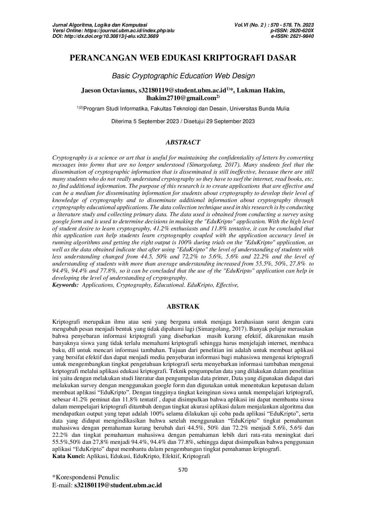 JURIS Perancangan Web Edukasi Kriptografi Dasar