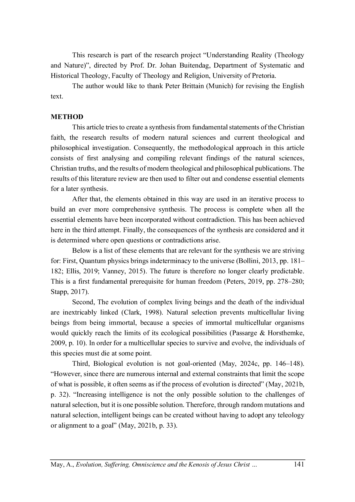 JURIS Evolution Suffering Omniscience and the Kenosis of Jesus Christ Attempts at a Synthesis