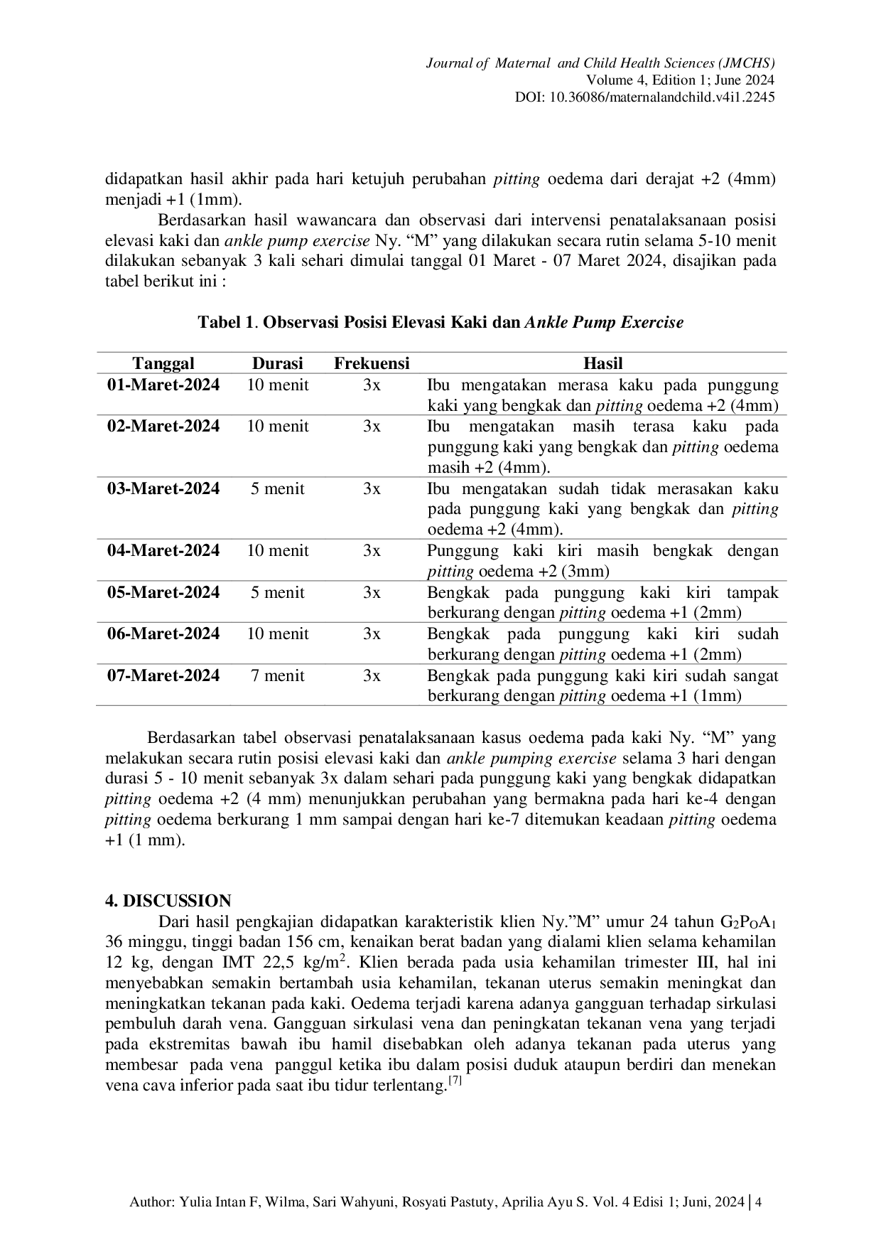 JURIS The Effectivity Of Angkle Pump Combination Therapy And Leg Elevation Position Against Lower Limb Oedema Mrs M In The 3rd Trimester