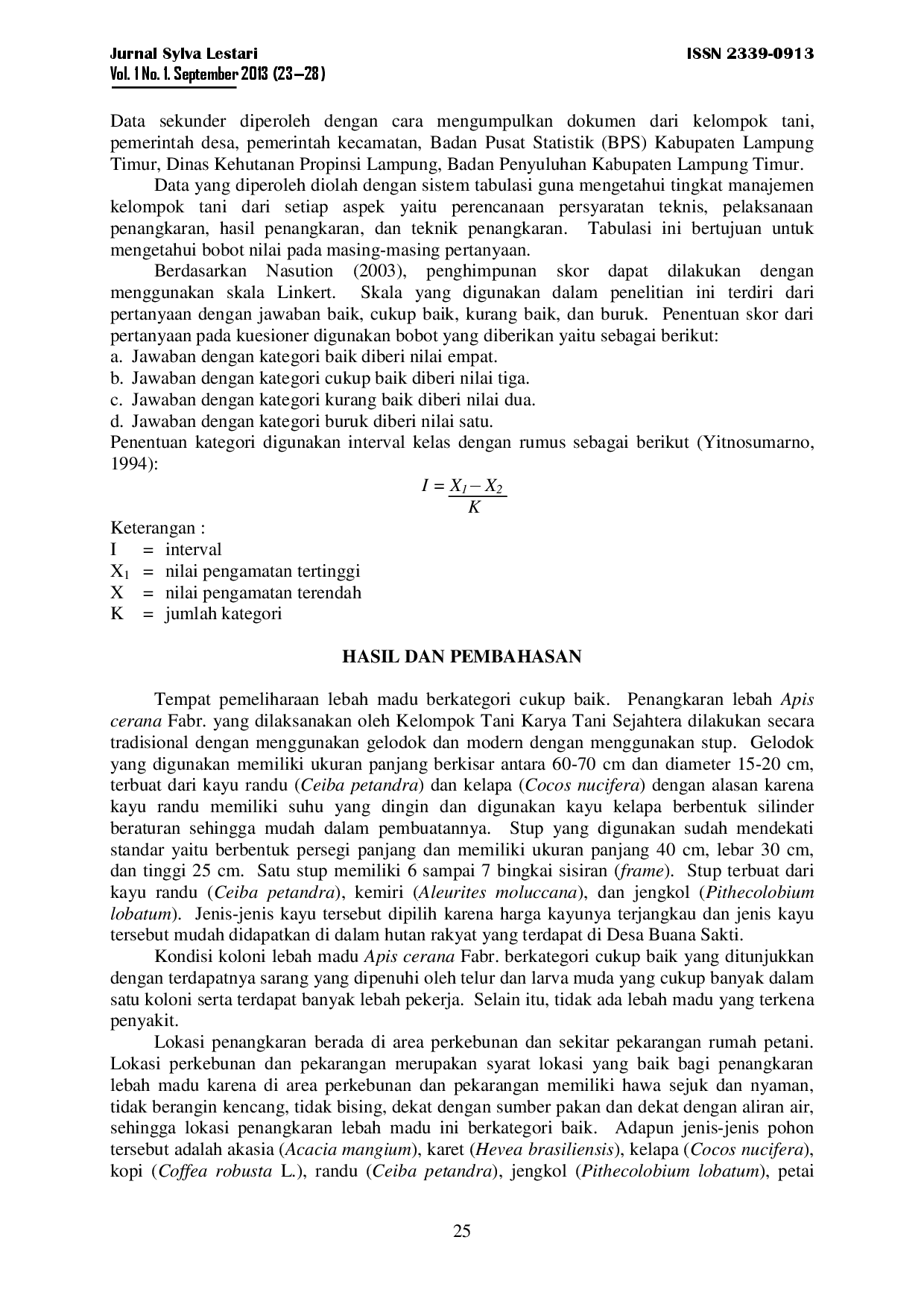 juris Manajemen Penangkaran Lebah Madu Apis Cerana Fabr Di Desa Buana Sakti Kecamatan Batanghari Kabupaten Lampung Timur