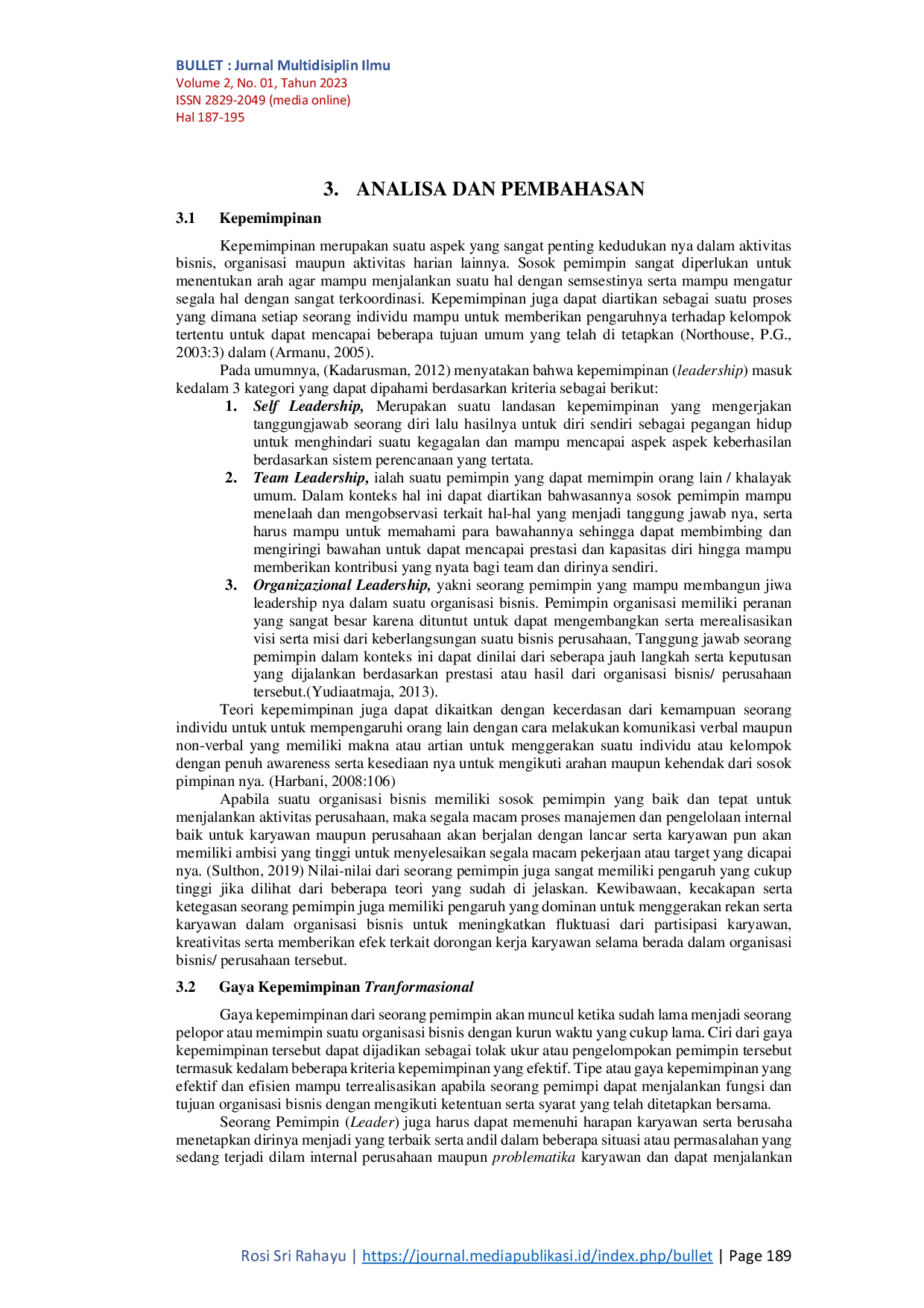 JURIS Pengaruh Gaya Kepemimpinan Transformasional Dan Lingkungan Kerja Terhadap Strategi Kinerja Karyawan