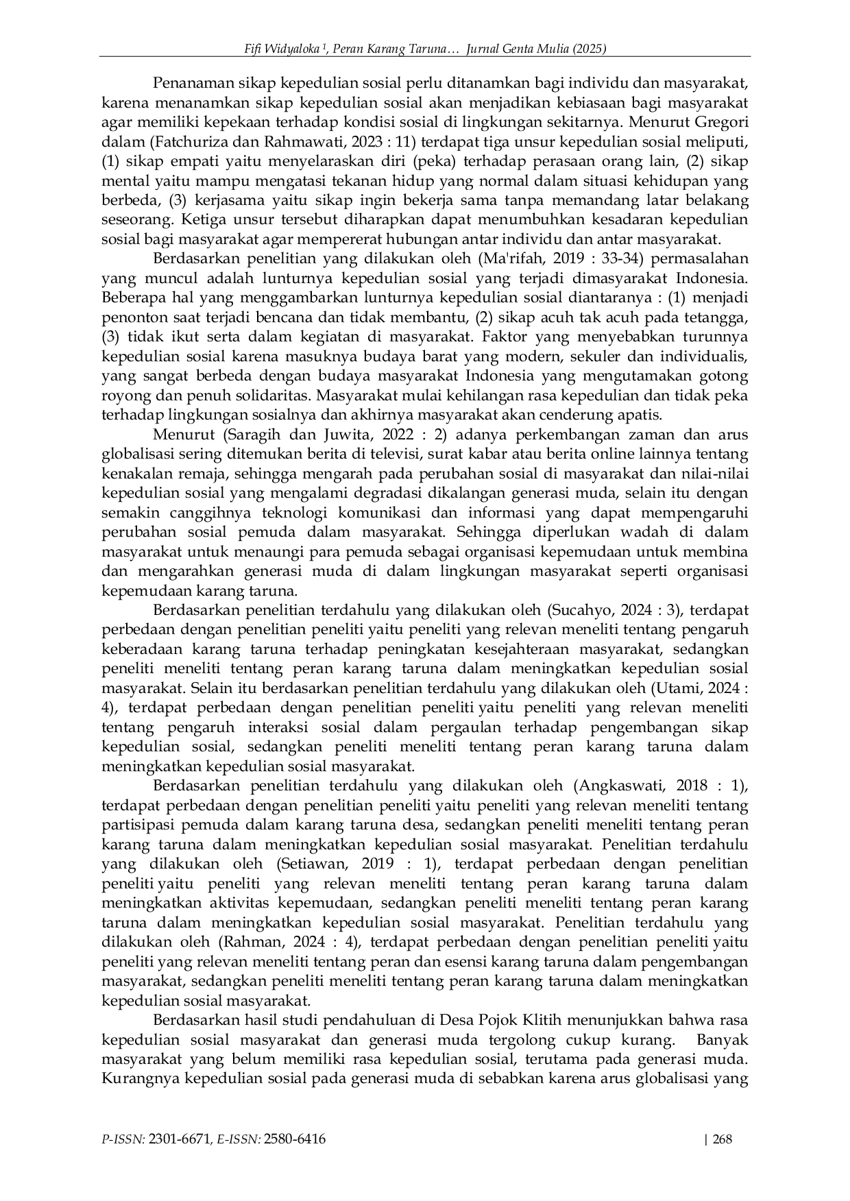 JURIS Peran Karang Taruna dalam Meningkatkan Kepedulian Sosial Masyarakat di Desa Pojok Klitih Jombang