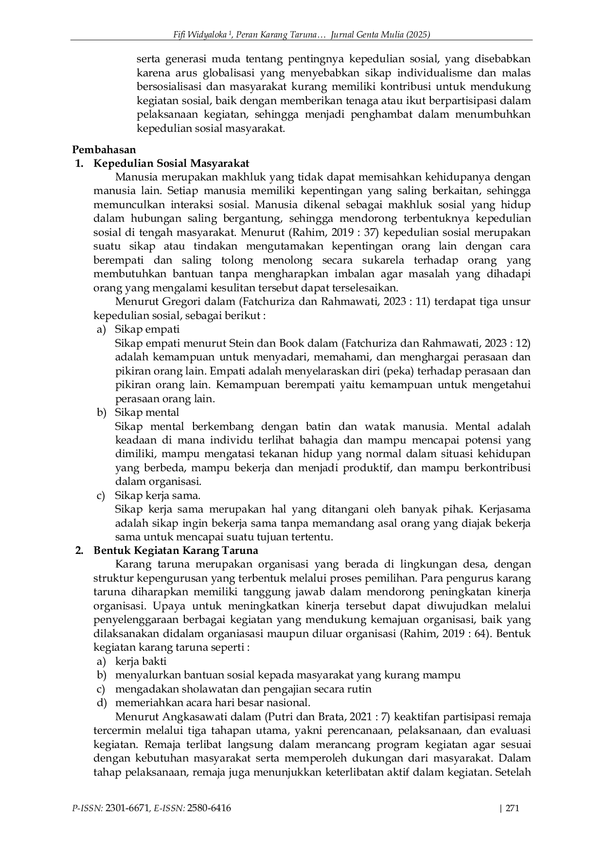 JURIS Peran Karang Taruna dalam Meningkatkan Kepedulian Sosial Masyarakat di Desa Pojok Klitih Jombang