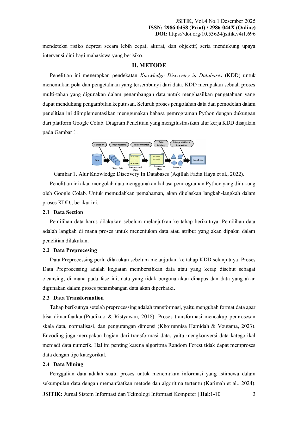JURIS Prediksi Risiko Depresi pada Mahasiswa Menggunakan Algoritma Random Forest Berdasarkan Data Akademik dan Gaya Hidup