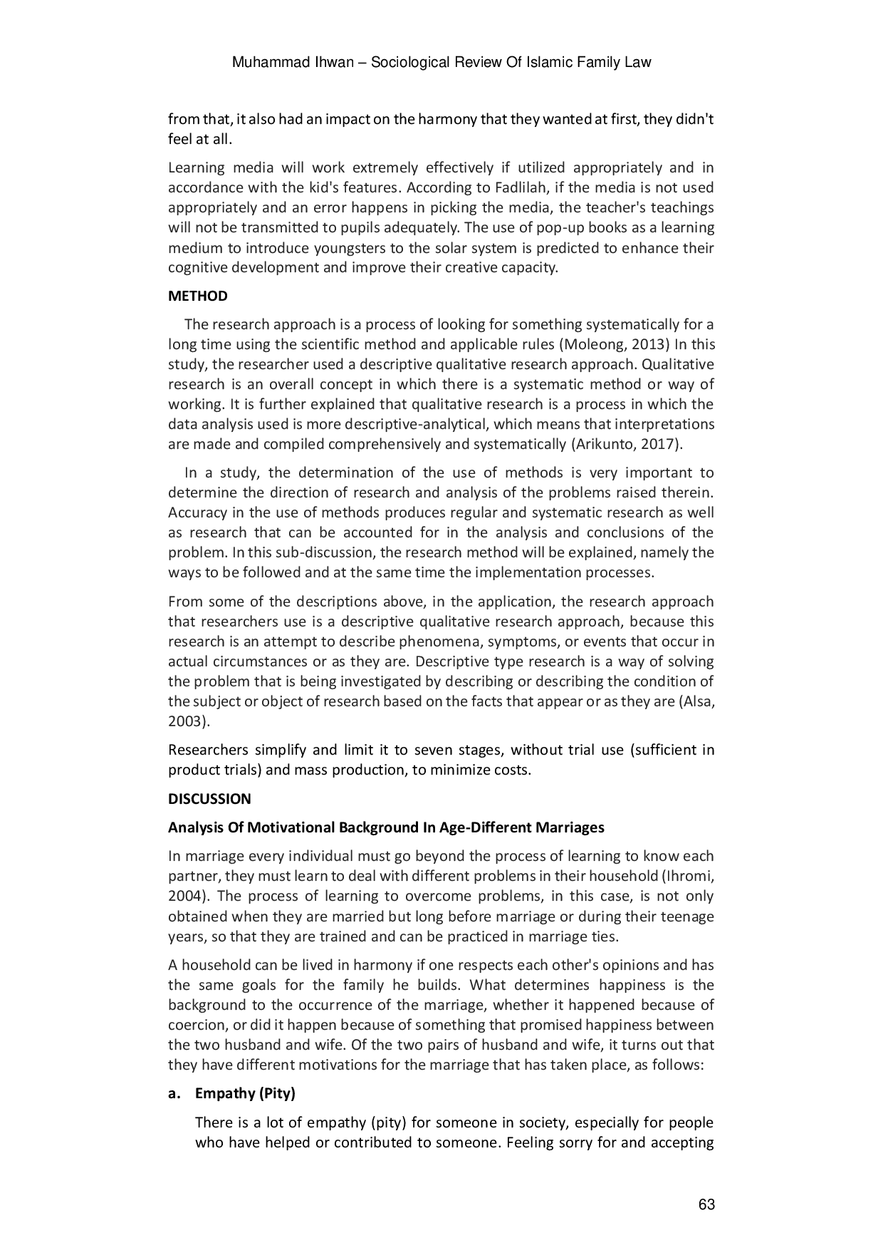 JURIS Sociological Review Of Islamic Family Law On Different Age Marriage