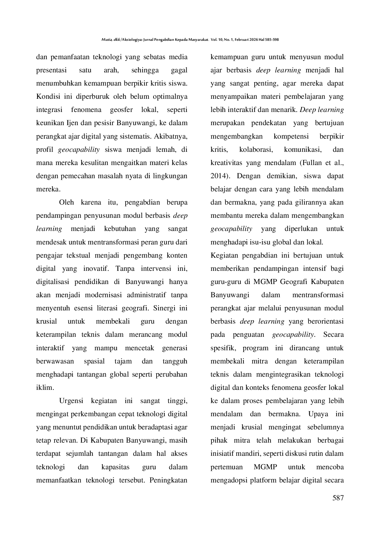 JURIS Transformasi Digital dalam Pendidikan Pendampingan Penyusunan Modul Ajar Berbasis Deep Learning untuk Memperkuat Geocapability di MGMP Kabupaten Banyuwangi