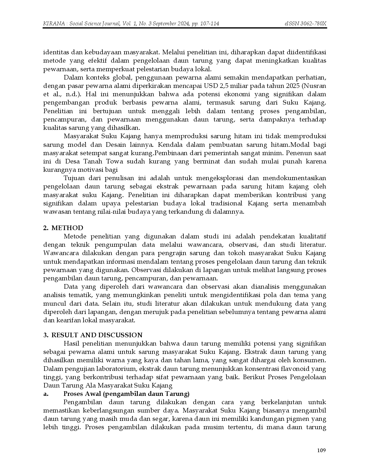 juris Pengelolaan Daun Tarung Sebagai Ekstrak Pewarna Alami Sarung Masyarakat Suku Kajang